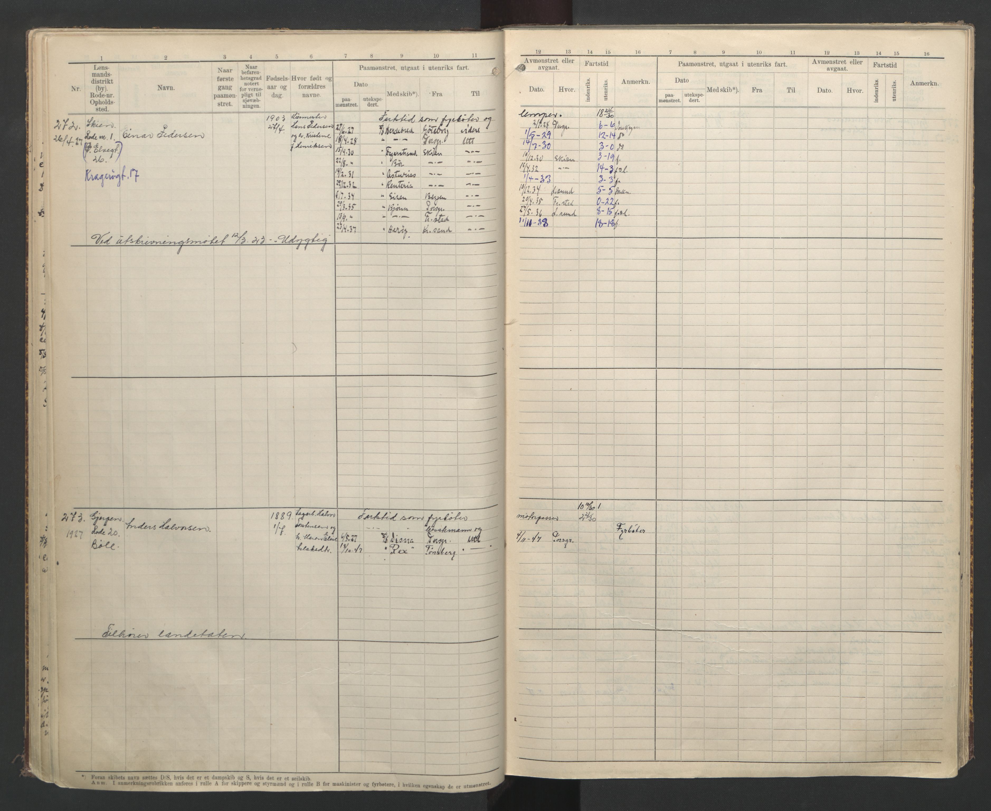 Skien innrulleringskontor, AV/SAKO-A-832/F/Fa/L0003: B-rulle, 1919-1935, p. 29