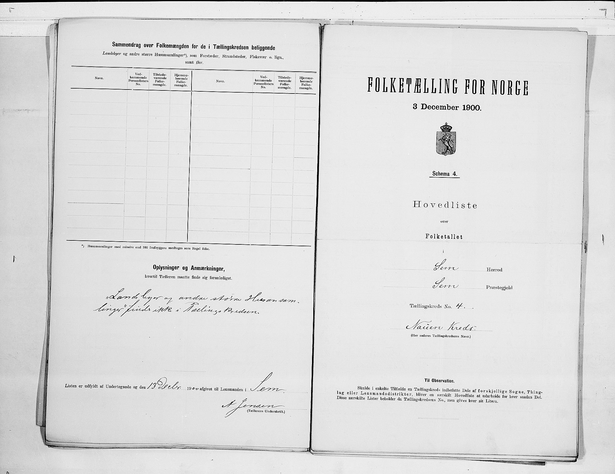 RA, 1900 census for Sem, 1900, p. 10