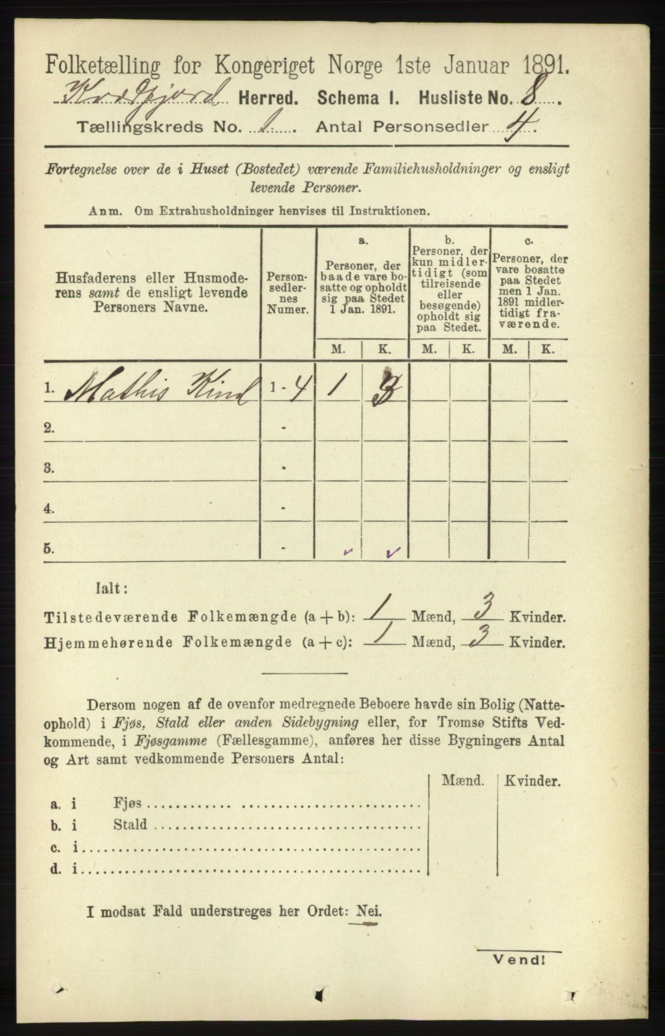 RA, 1891 census for 1911 Kvæfjord, 1891, p. 28