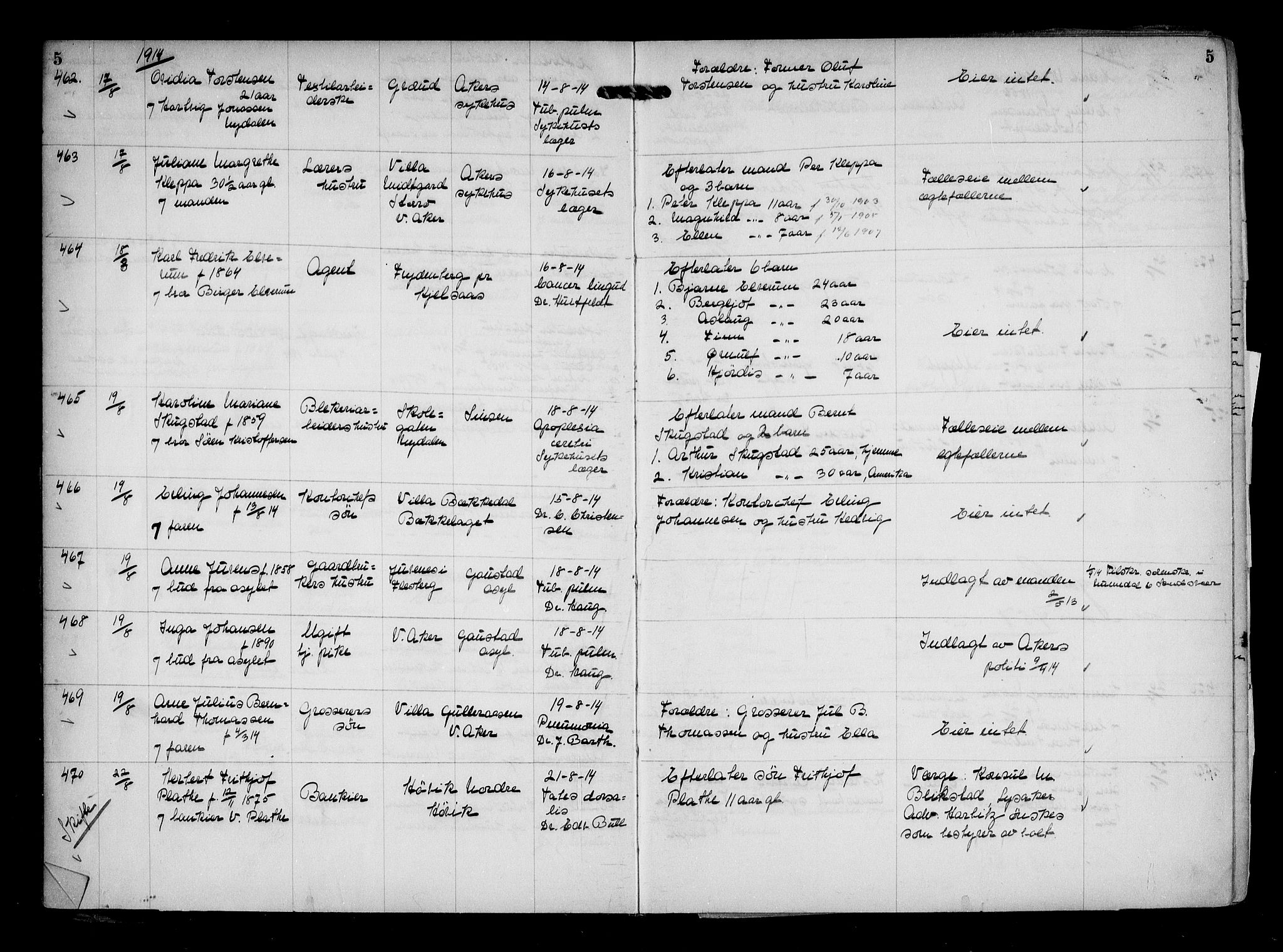 Aker kriminaldommer, skifte- og auksjonsforvalterembete, AV/SAO-A-10452/H/Hb/Hba/Hbaa/L0004: Dødsfallsprotokoll, 1914-1918, p. 5