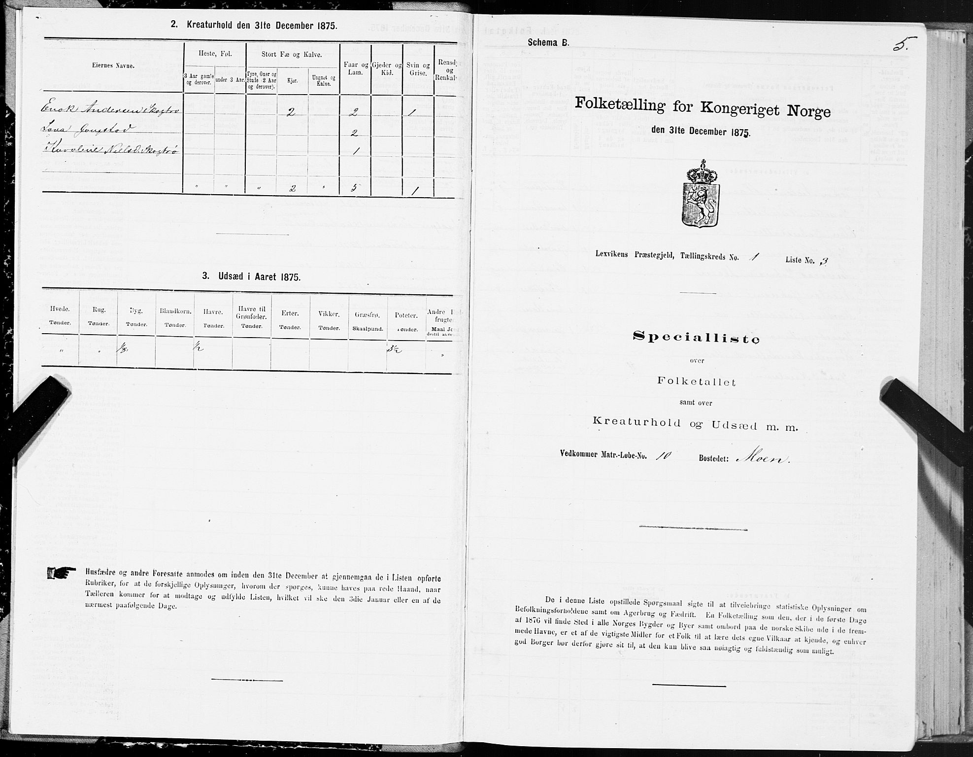 SAT, 1875 census for 1718P Leksvik, 1875, p. 1005