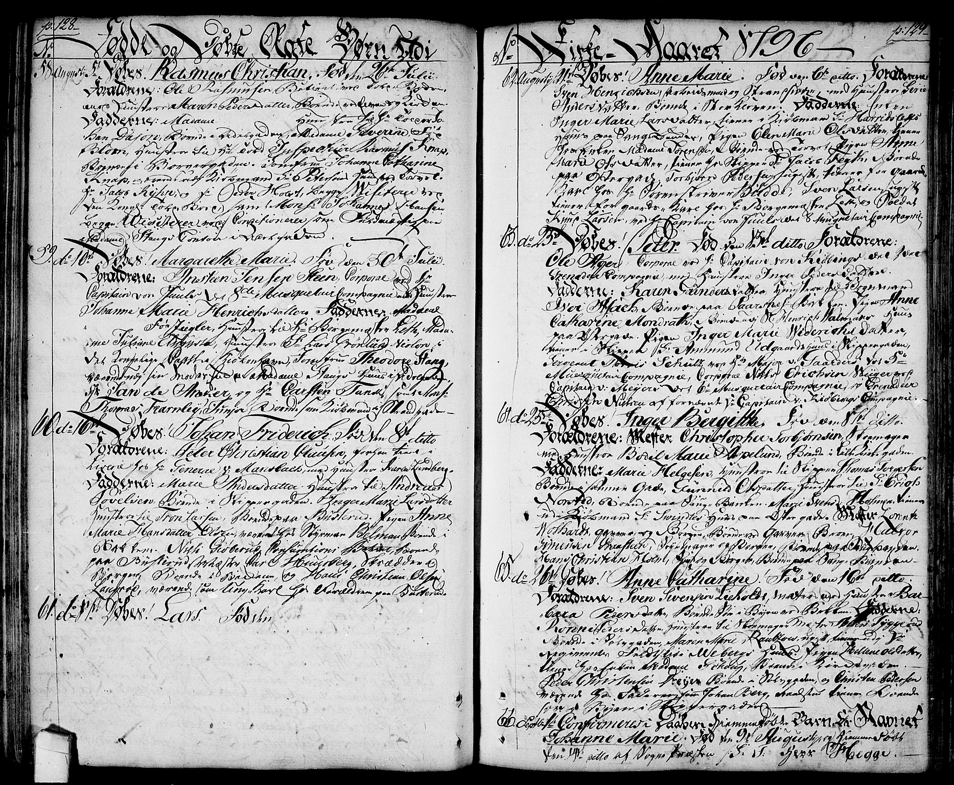 Halden prestekontor Kirkebøker, SAO/A-10909/F/Fa/L0002: Parish register (official) no. I 2, 1792-1812, p. 128-129