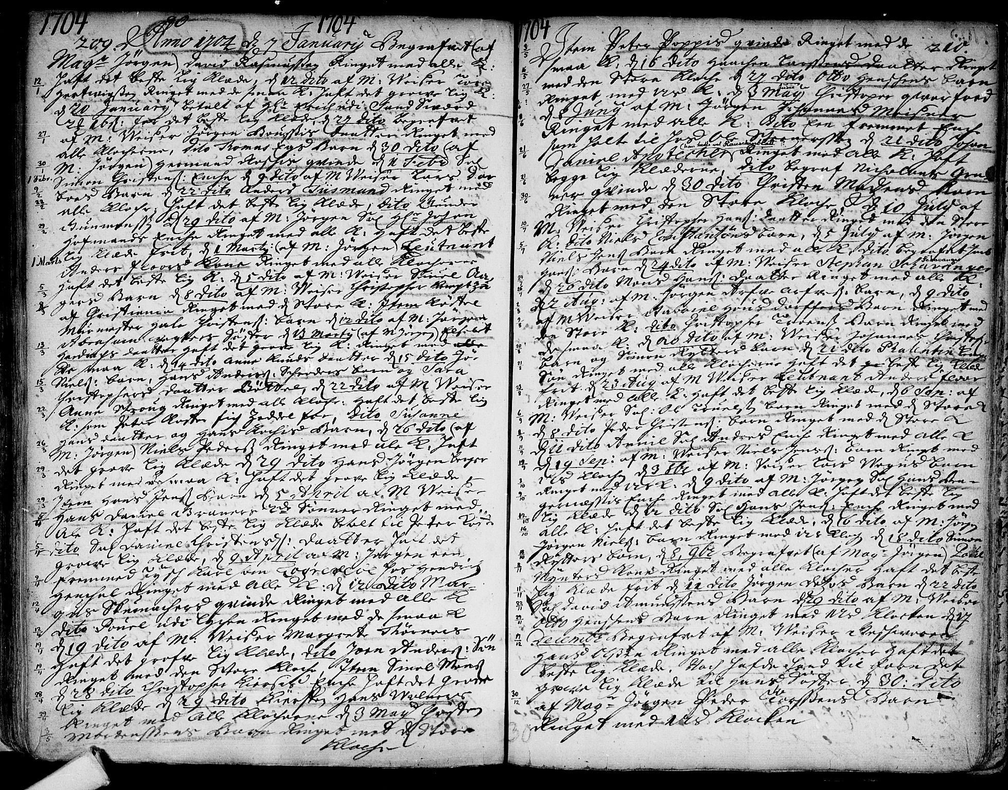 Kongsberg kirkebøker, AV/SAKO-A-22/F/Fa/L0001: Parish register (official) no. I 1, 1696-1720, p. 209-210