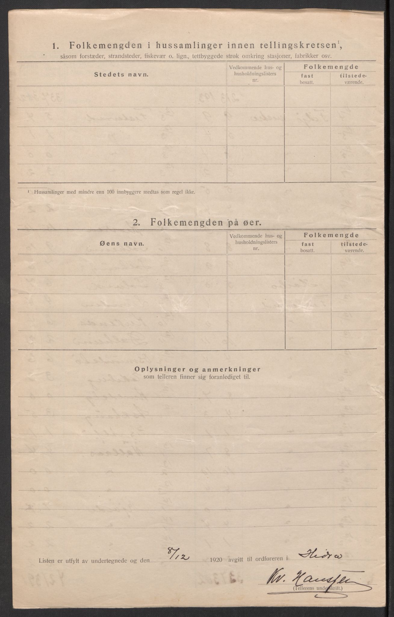 SAK, 1920 census for Hidra, 1920, p. 17