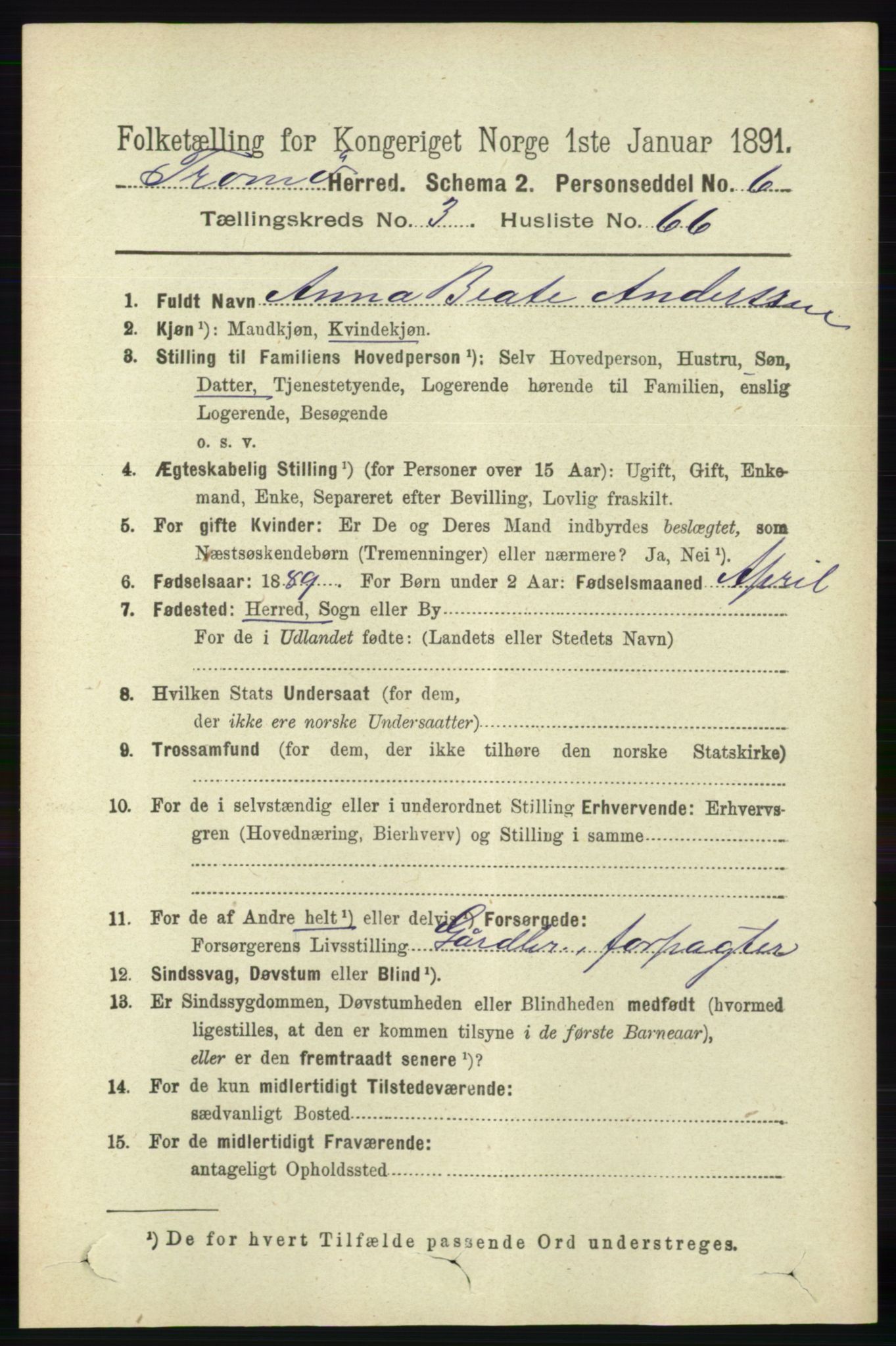 RA, 1891 census for 0921 Tromøy, 1891, p. 1349