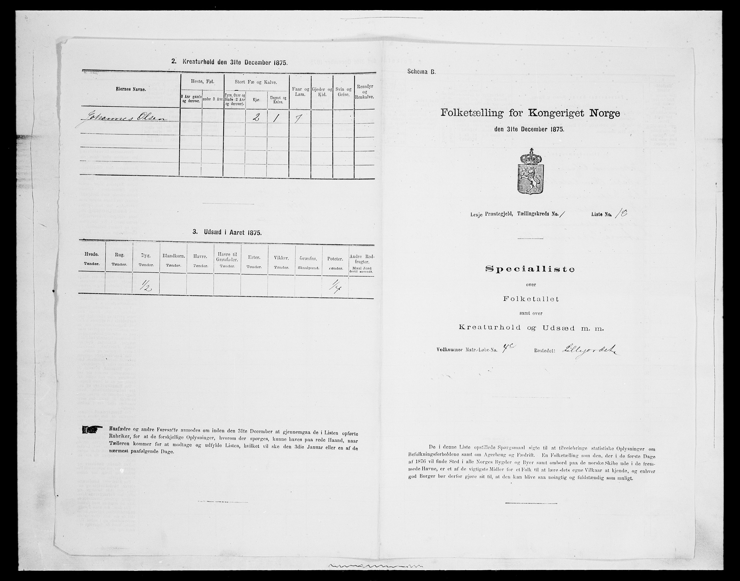 SAH, 1875 census for 0512P Lesja, 1875, p. 118