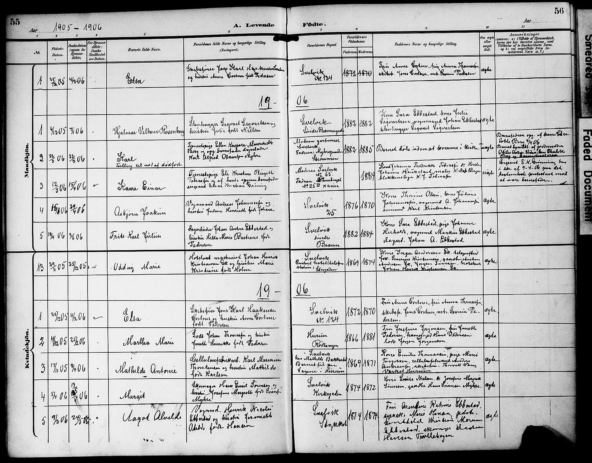 Strømm kirkebøker, AV/SAKO-A-322/G/Gb/L0002: Parish register (copy) no. II 2, 1897-1928, p. 55-56