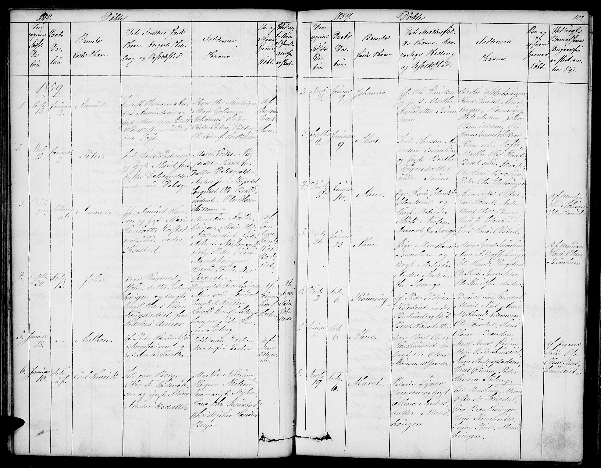 Sør-Fron prestekontor, AV/SAH-PREST-010/H/Ha/Hab/L0001: Parish register (copy) no. 1, 1844-1863, p. 102