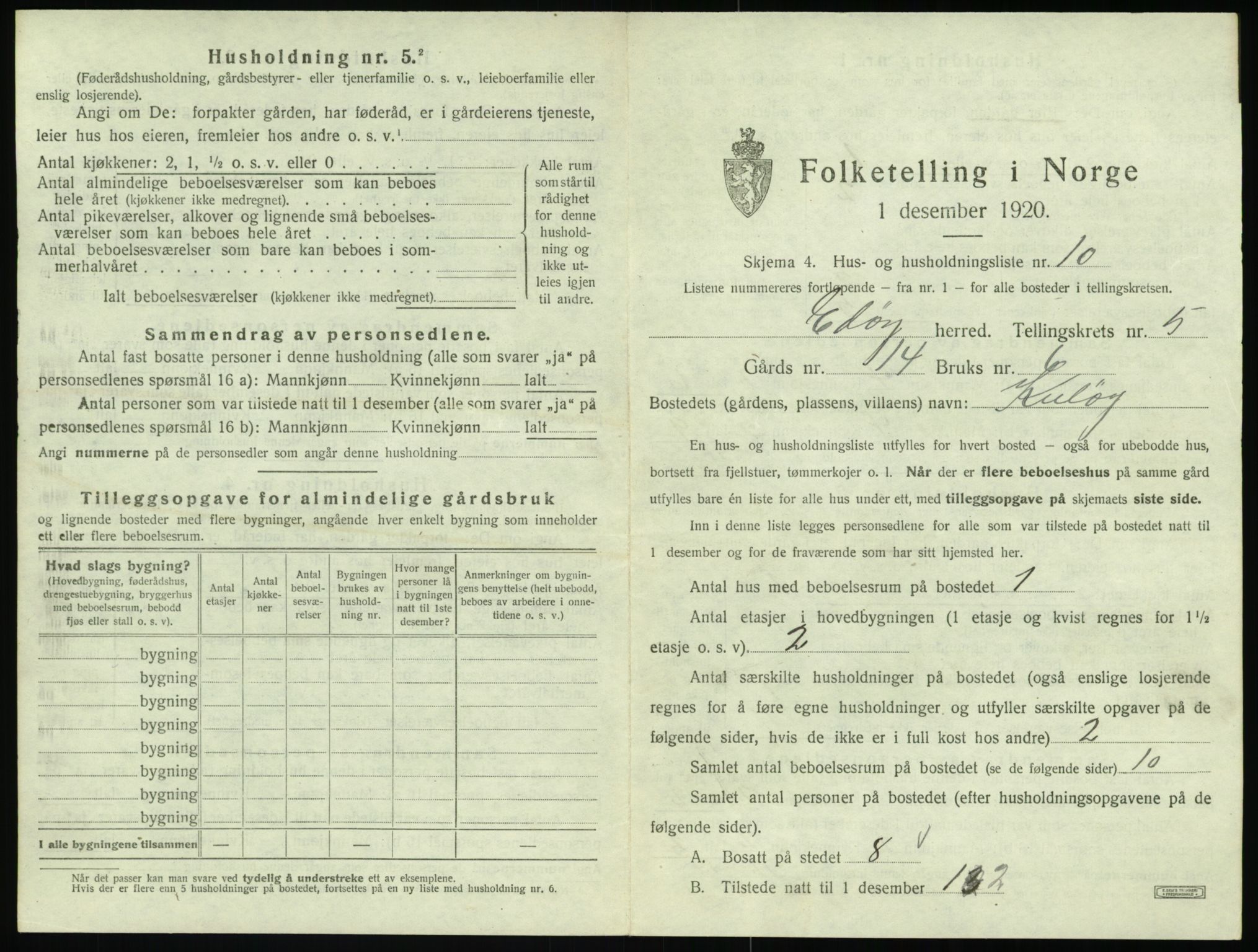 SAT, 1920 census for Edøy, 1920, p. 254