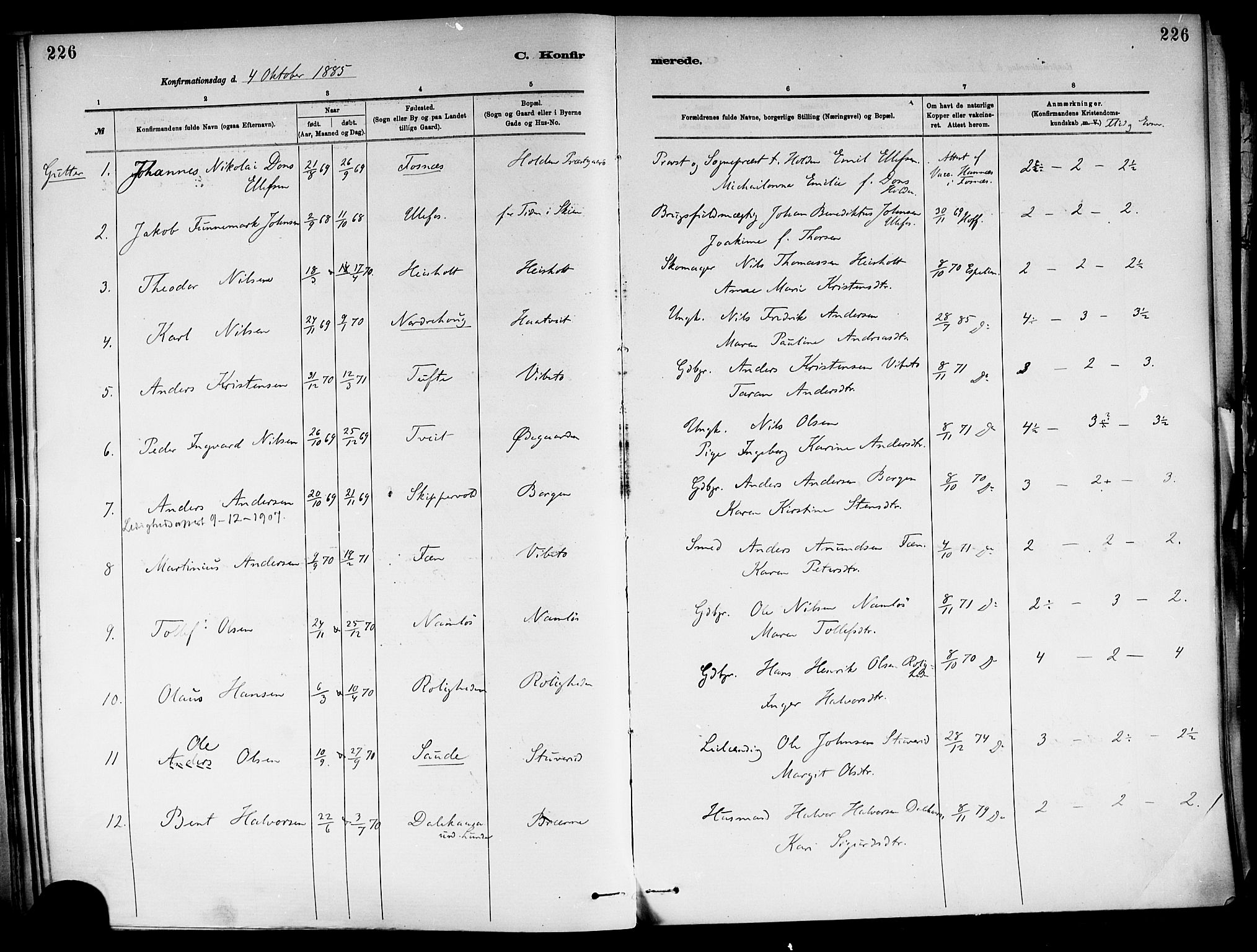 Holla kirkebøker, SAKO/A-272/F/Fa/L0008: Parish register (official) no. 8, 1882-1897, p. 226
