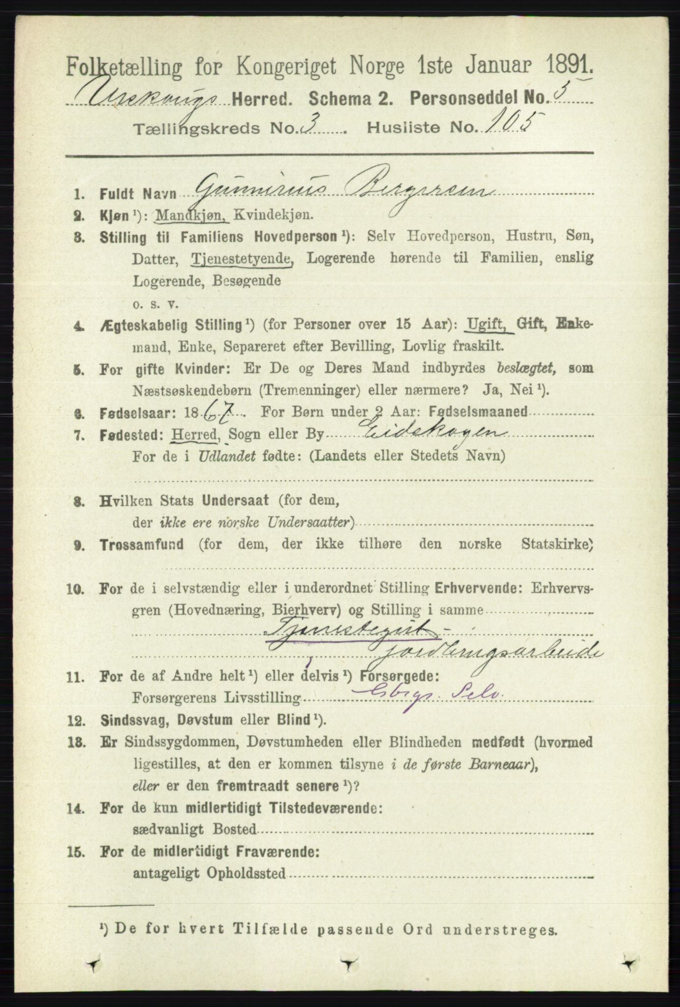 RA, 1891 census for 0224 Aurskog, 1891, p. 1171