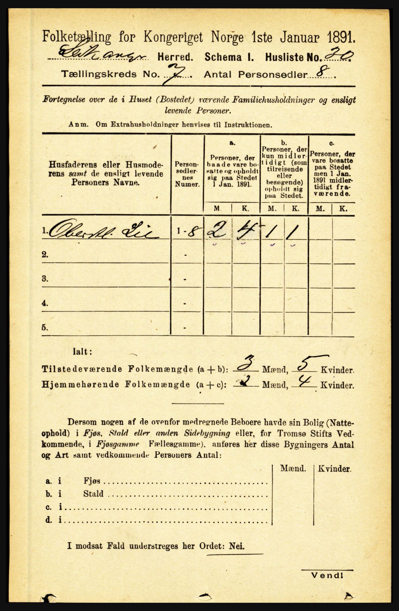 RA, 1891 census for 1419 Leikanger, 1891, p. 1333