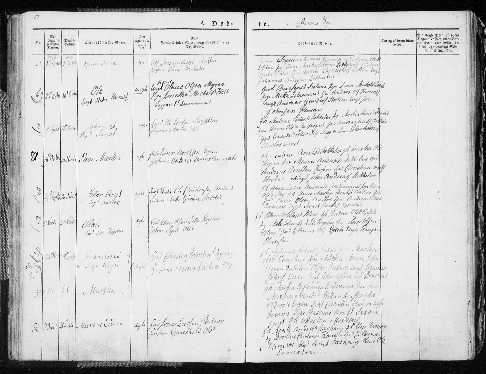 Ministerialprotokoller, klokkerbøker og fødselsregistre - Nord-Trøndelag, SAT/A-1458/713/L0114: Parish register (official) no. 713A05, 1827-1839, p. 63