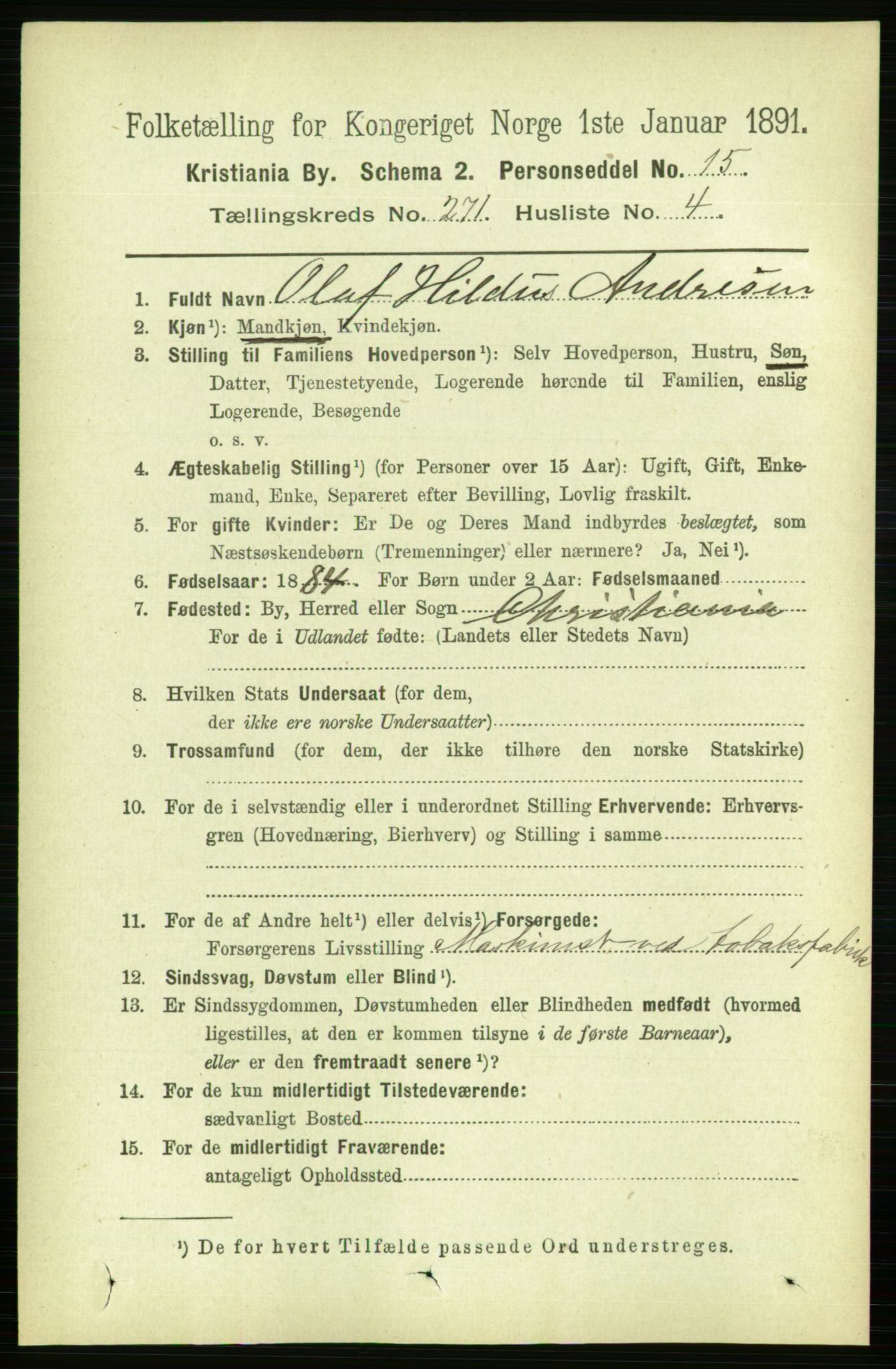 RA, 1891 census for 0301 Kristiania, 1891, p. 164693