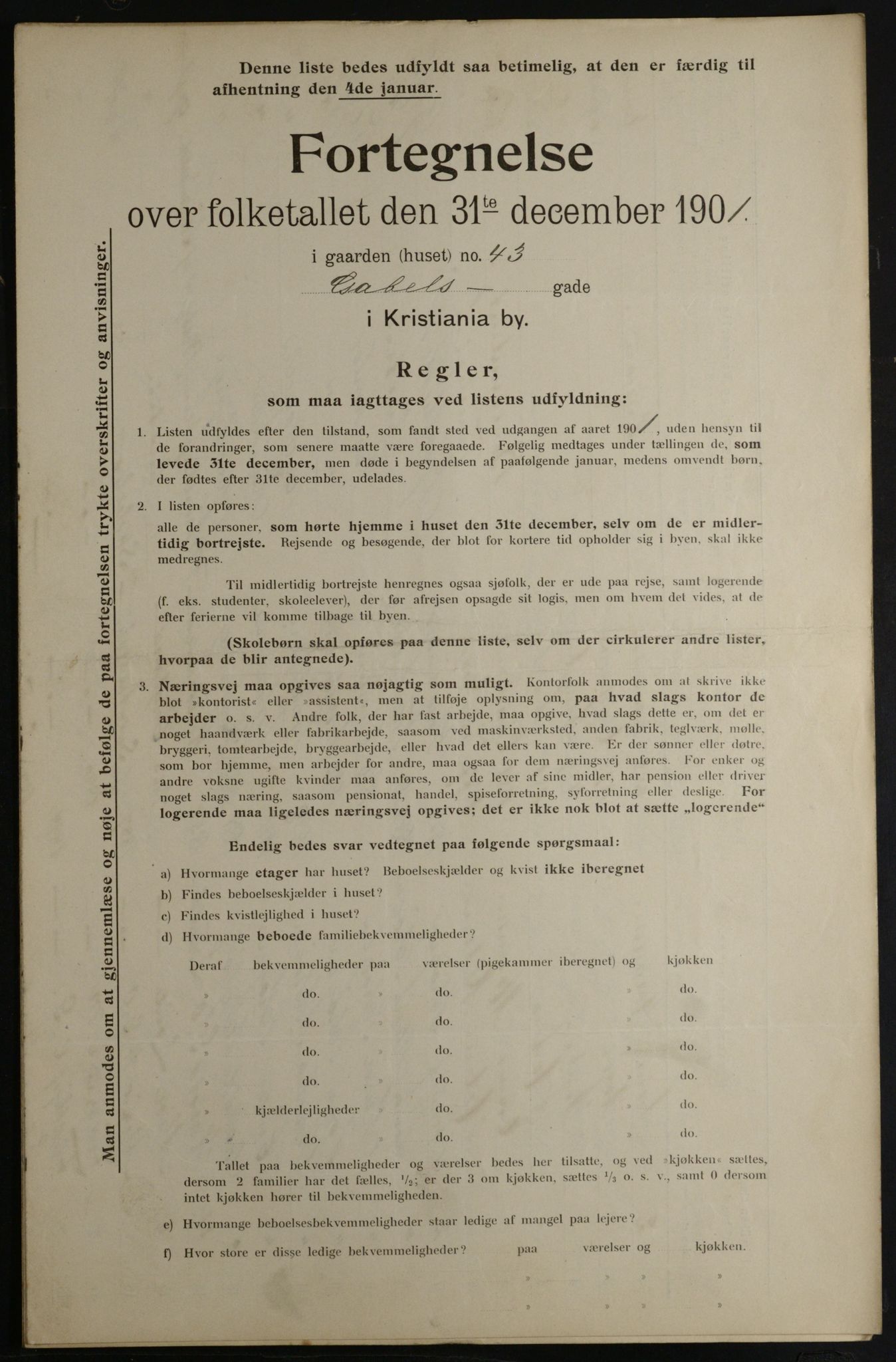 OBA, Municipal Census 1901 for Kristiania, 1901, p. 4590