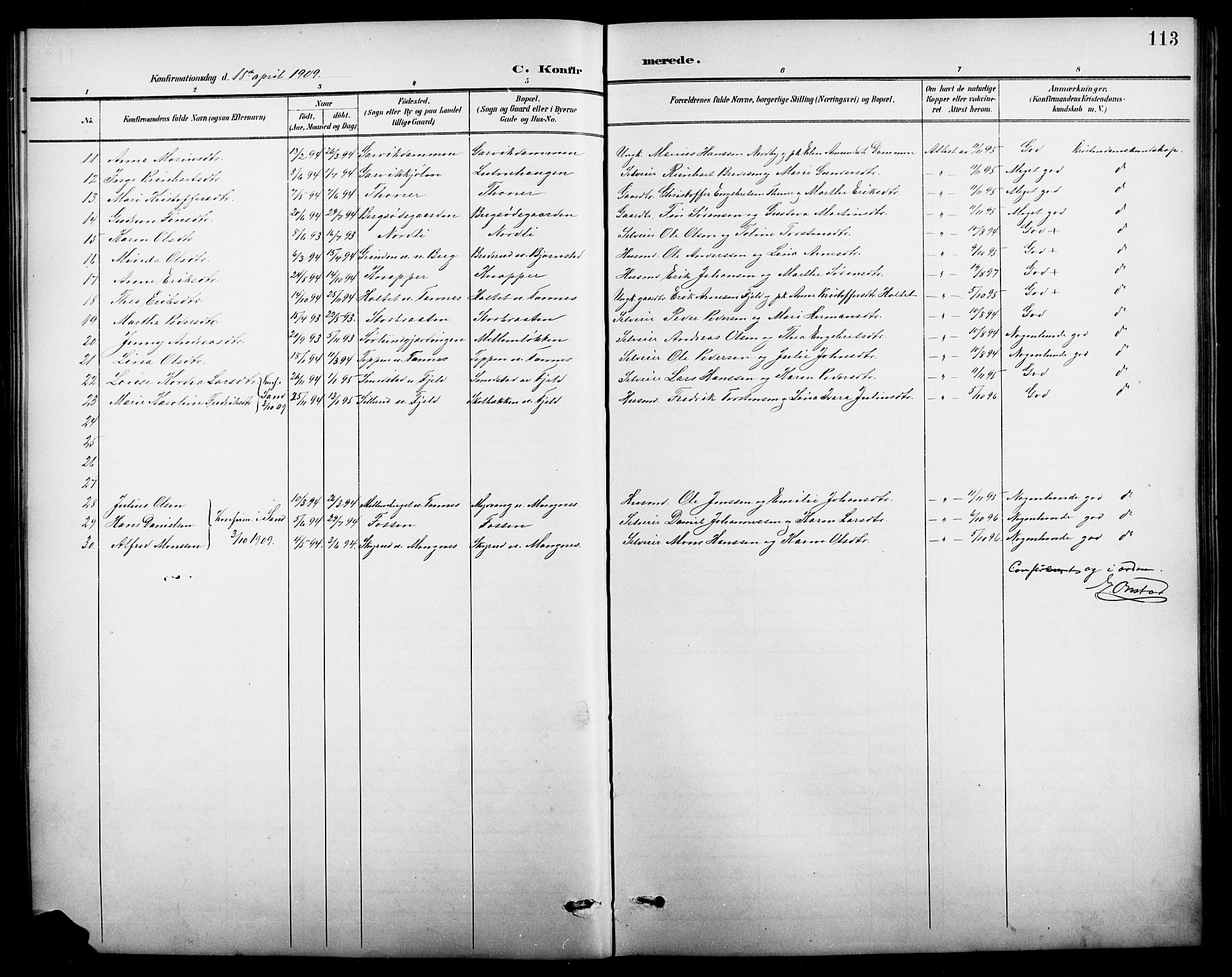 Nord-Odal prestekontor, SAH/PREST-032/H/Ha/Hab/L0002: Parish register (copy) no. 2, 1895-1921, p. 113
