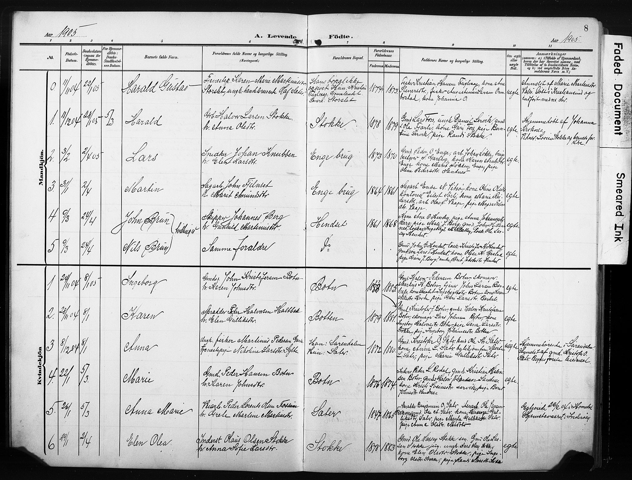 Ministerialprotokoller, klokkerbøker og fødselsregistre - Møre og Romsdal, AV/SAT-A-1454/580/L0927: Parish register (copy) no. 580C02, 1904-1932, p. 8