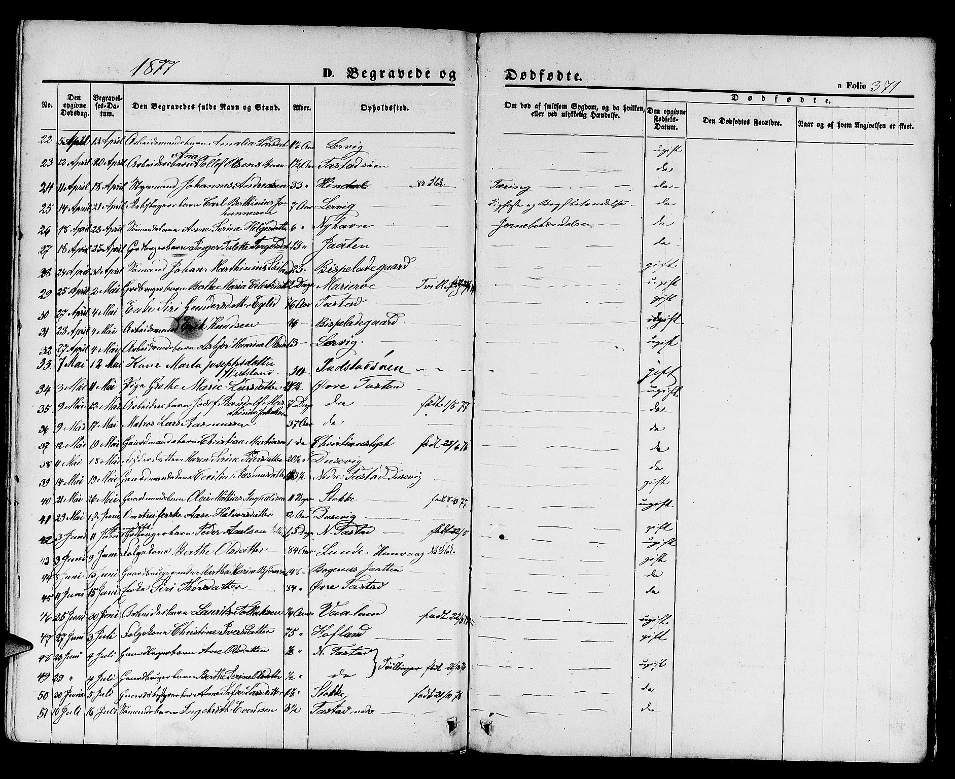 Hetland sokneprestkontor, SAST/A-101826/30/30BB/L0003: Parish register (copy) no. B 3, 1863-1877, p. 371
