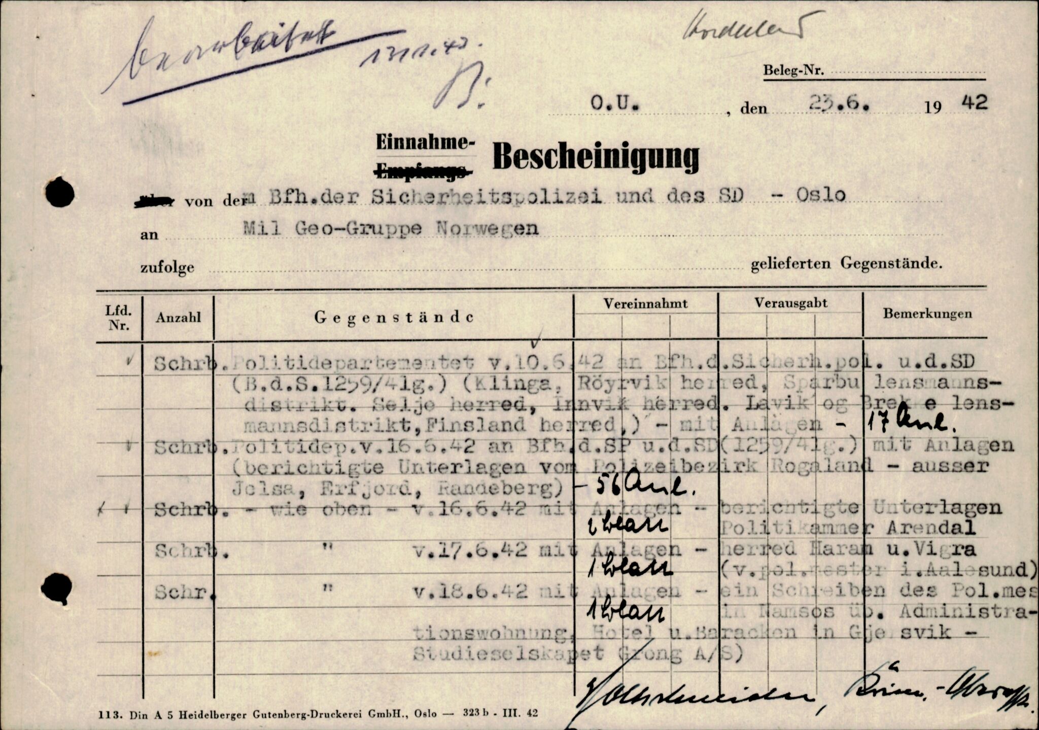 Forsvarets Overkommando. 2 kontor. Arkiv 11.4. Spredte tyske arkivsaker, AV/RA-RAFA-7031/D/Dar/Darc/L0001: Befehlshaber der Sicherheitpolizei und des Sicherheitsdienst Norwegen (BdSN) und Oberkommando der Wehrmacht Norwegen (OKW/N), 1942-1946, p. 35