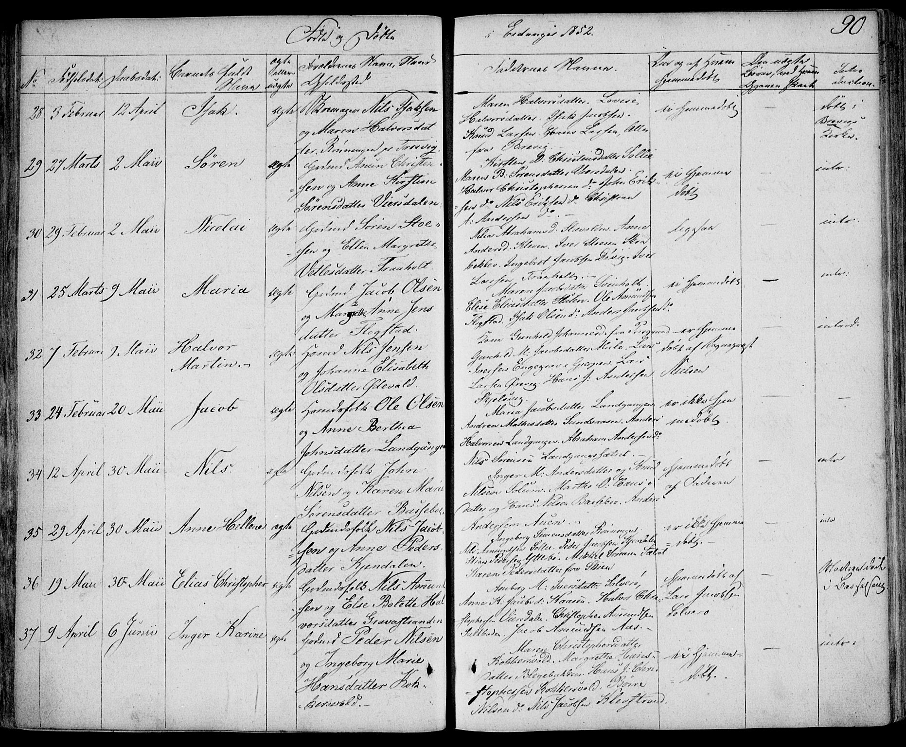 Eidanger kirkebøker, AV/SAKO-A-261/F/Fa/L0008: Parish register (official) no. 8, 1831-1858, p. 90