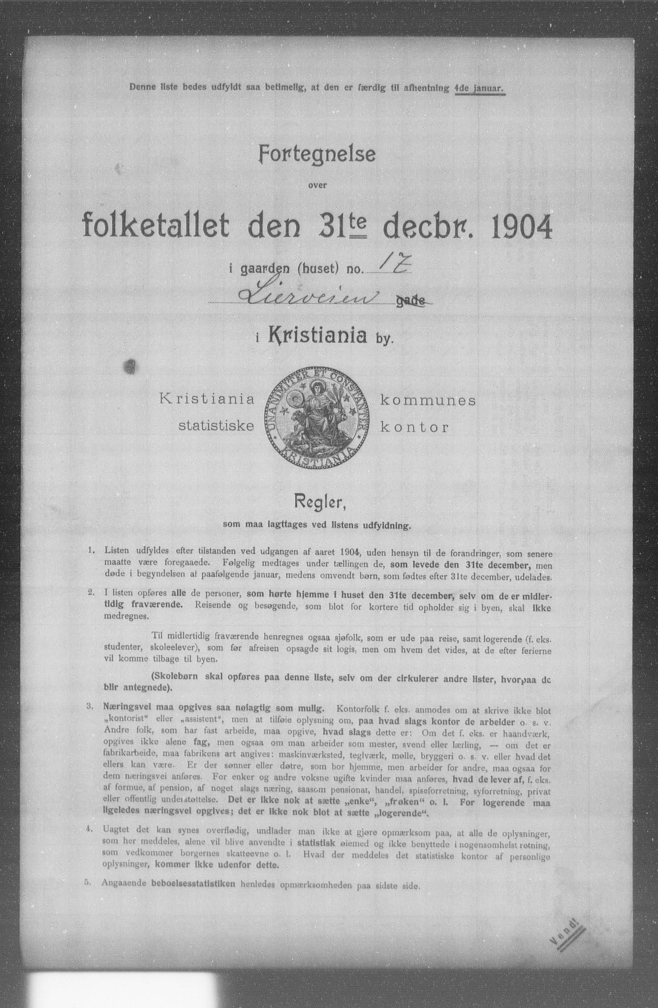 OBA, Municipal Census 1904 for Kristiania, 1904, p. 11131