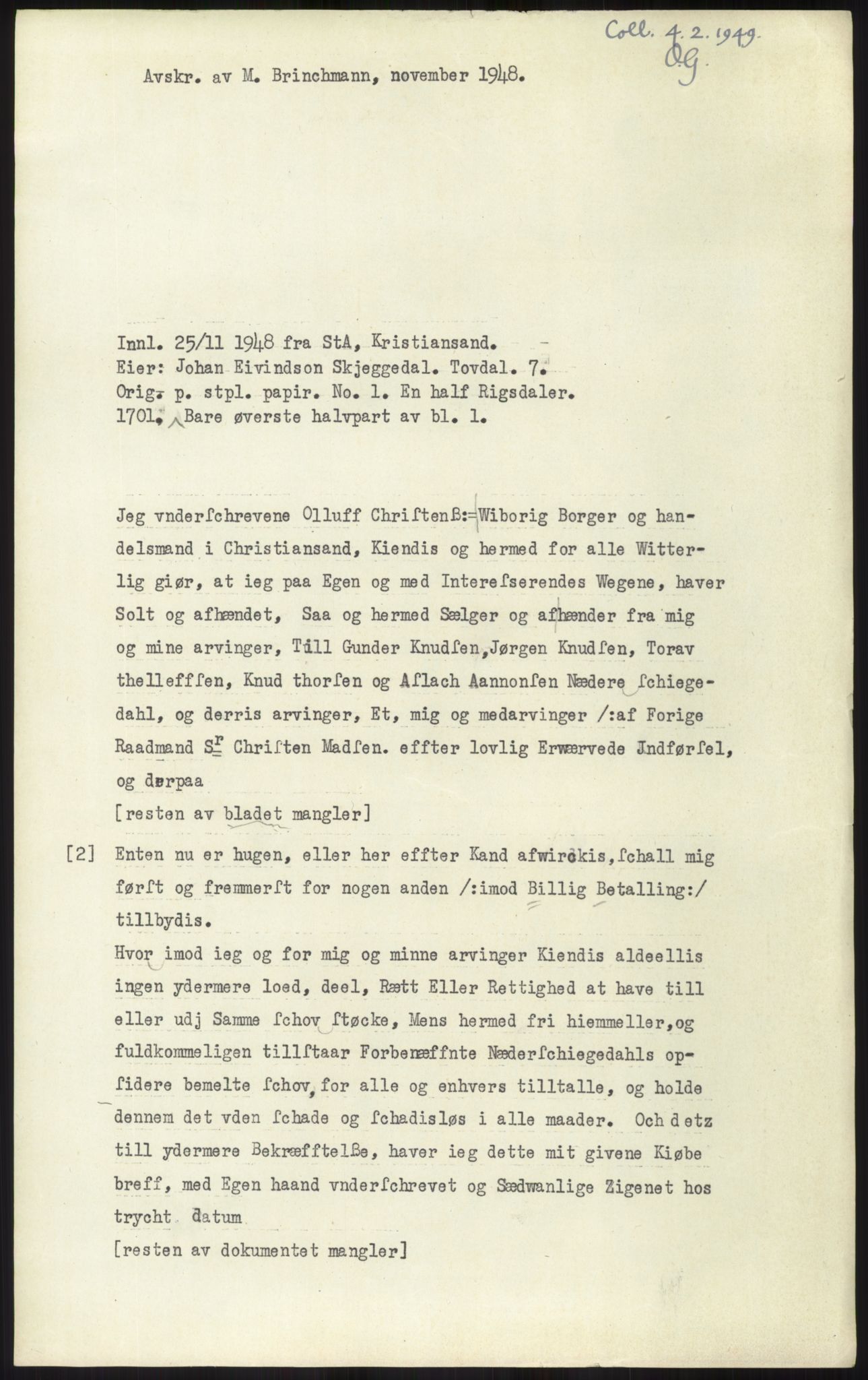 Samlinger til kildeutgivelse, Diplomavskriftsamlingen, RA/EA-4053/H/Ha, p. 2103