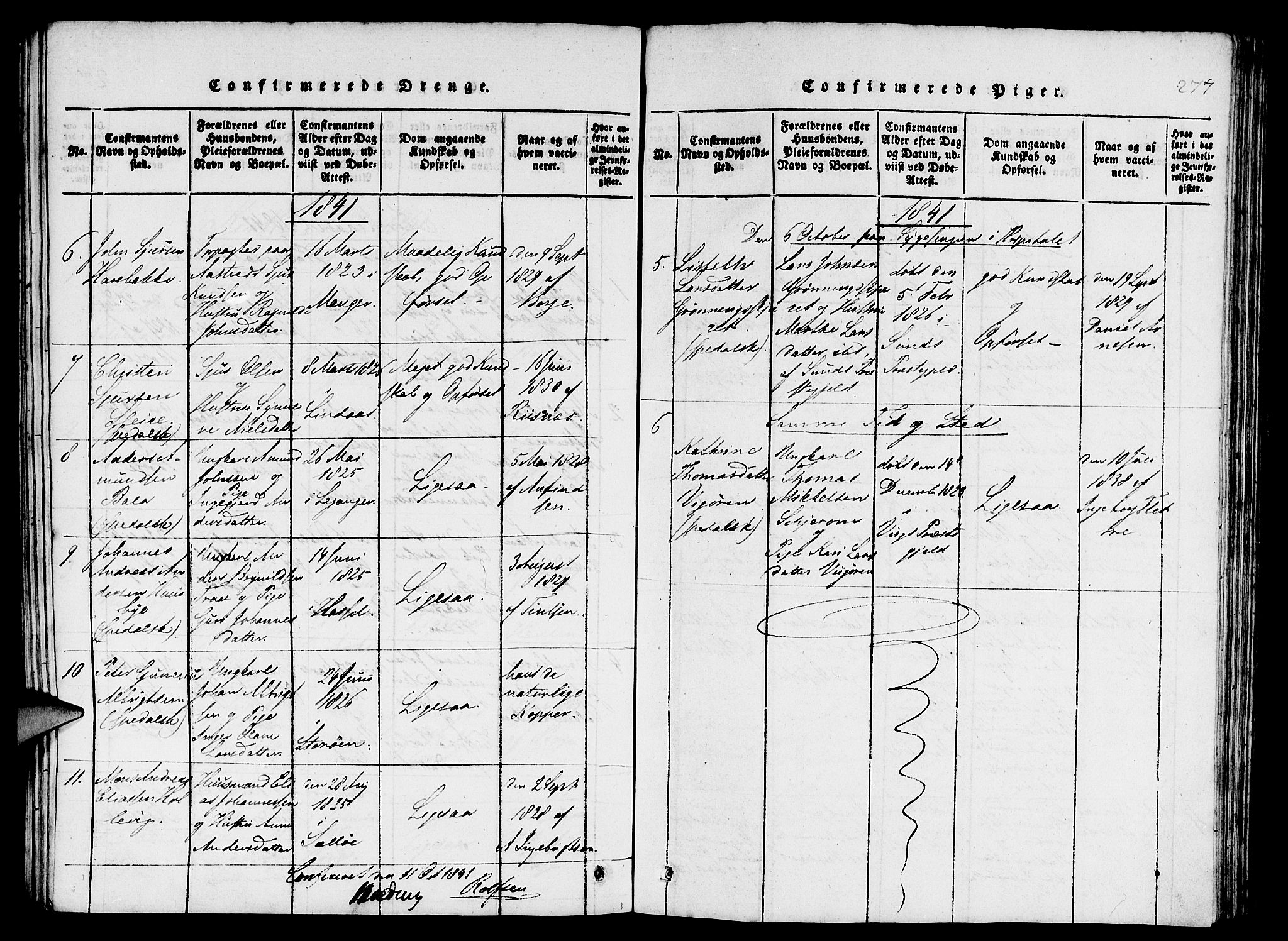 St. Jørgens hospital og Årstad sokneprestembete, AV/SAB-A-99934: Parish register (copy) no. A 1, 1816-1843, p. 277