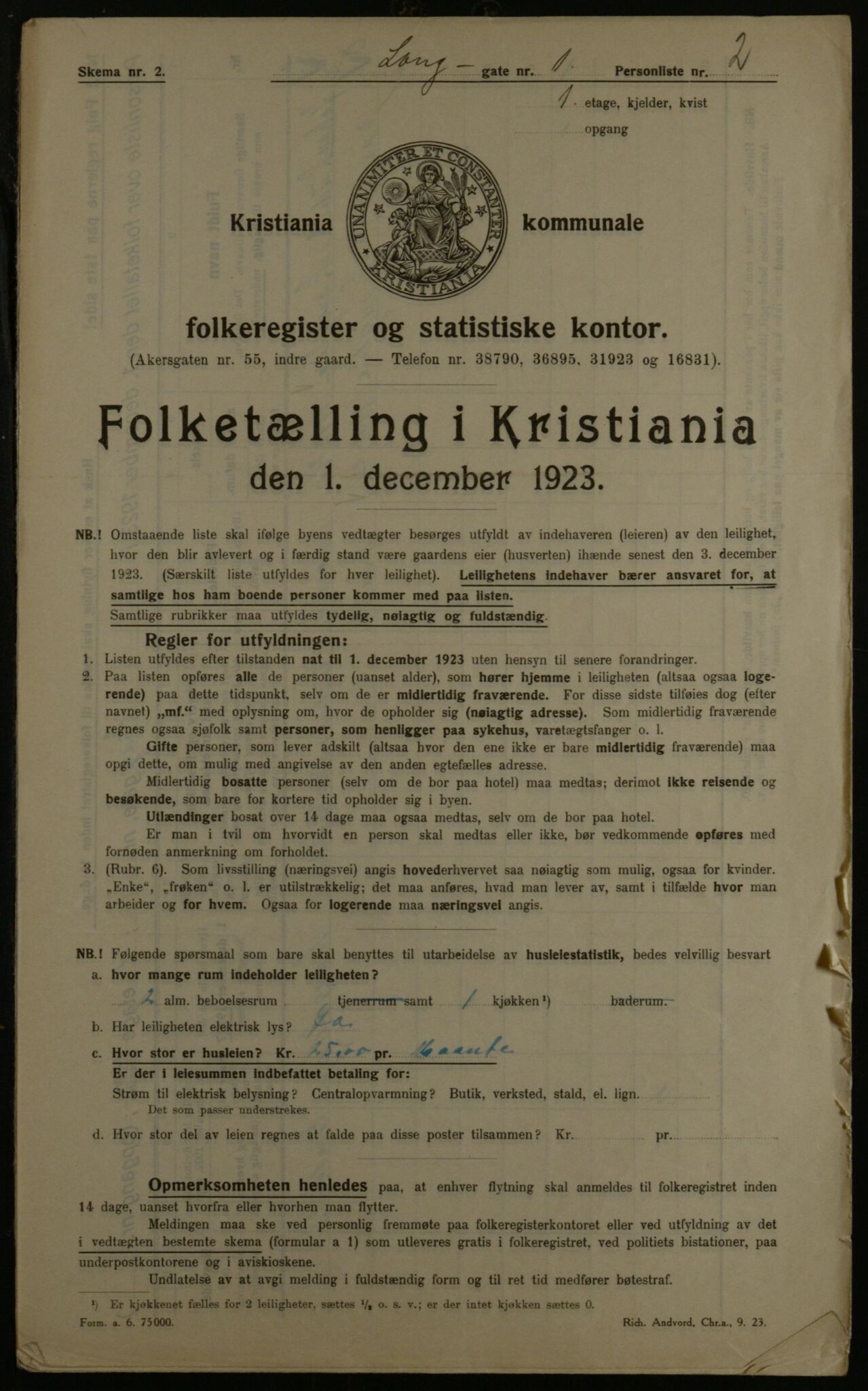 OBA, Municipal Census 1923 for Kristiania, 1923, p. 62533