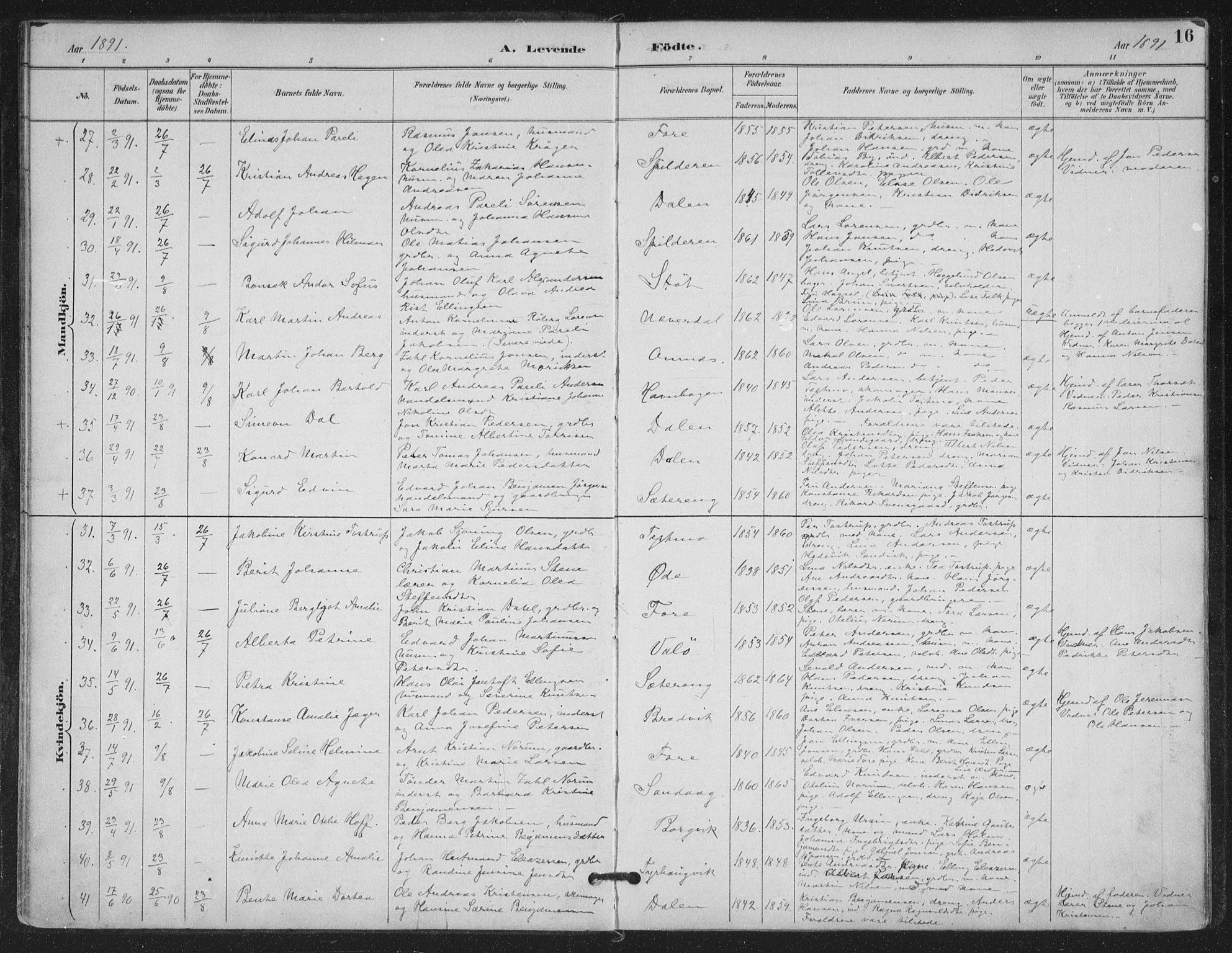 Ministerialprotokoller, klokkerbøker og fødselsregistre - Nordland, AV/SAT-A-1459/843/L0628: Parish register (official) no. 843A03, 1889-1907, p. 16