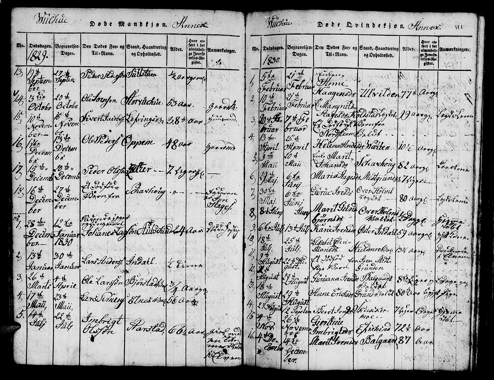 Ministerialprotokoller, klokkerbøker og fødselsregistre - Nord-Trøndelag, SAT/A-1458/724/L0265: Parish register (copy) no. 724C01, 1816-1845, p. 111