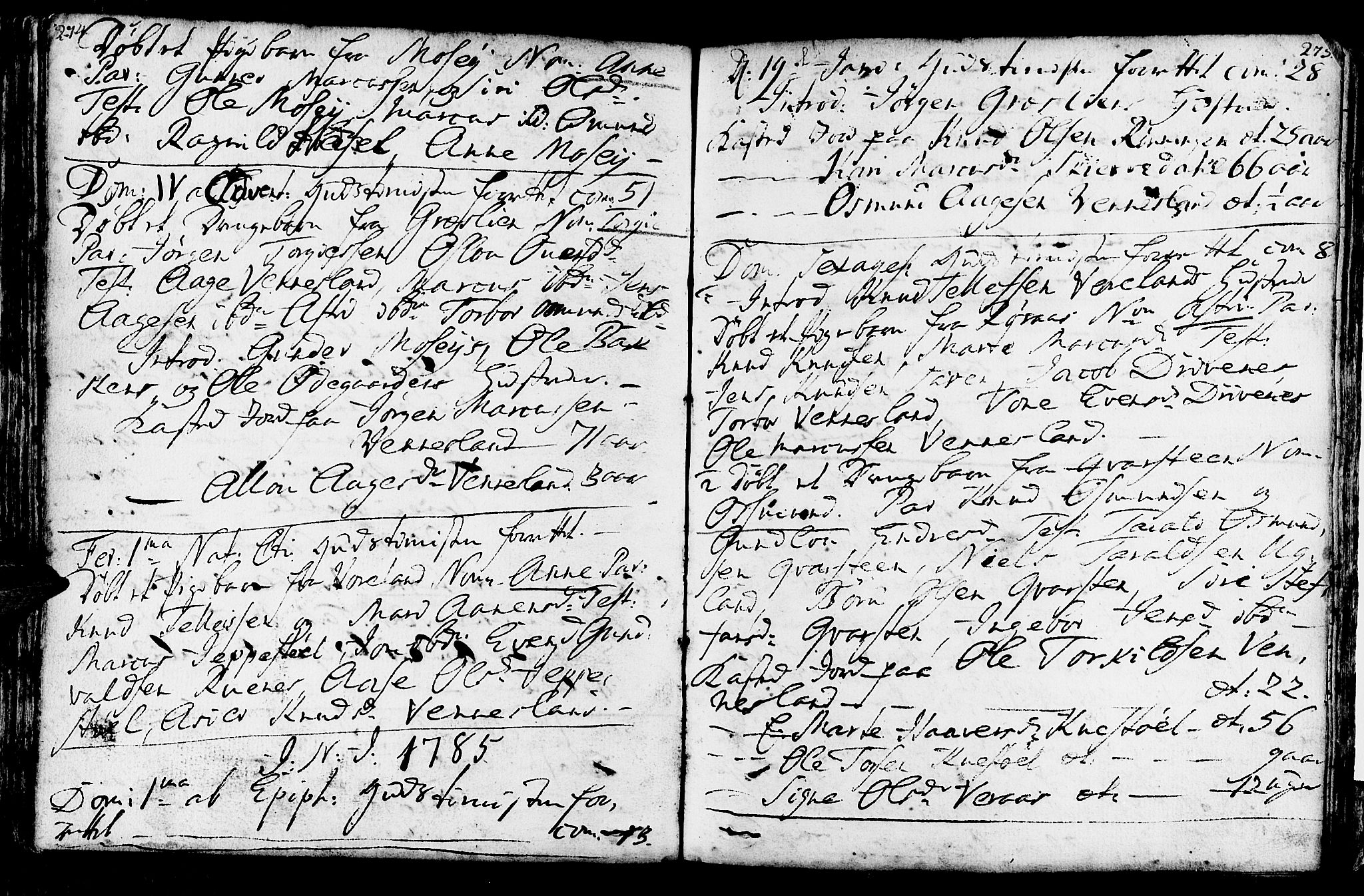 Vennesla sokneprestkontor, AV/SAK-1111-0045/Fa/Fab/L0001: Parish register (official) no. A 1, 1741-1794, p. 274-275