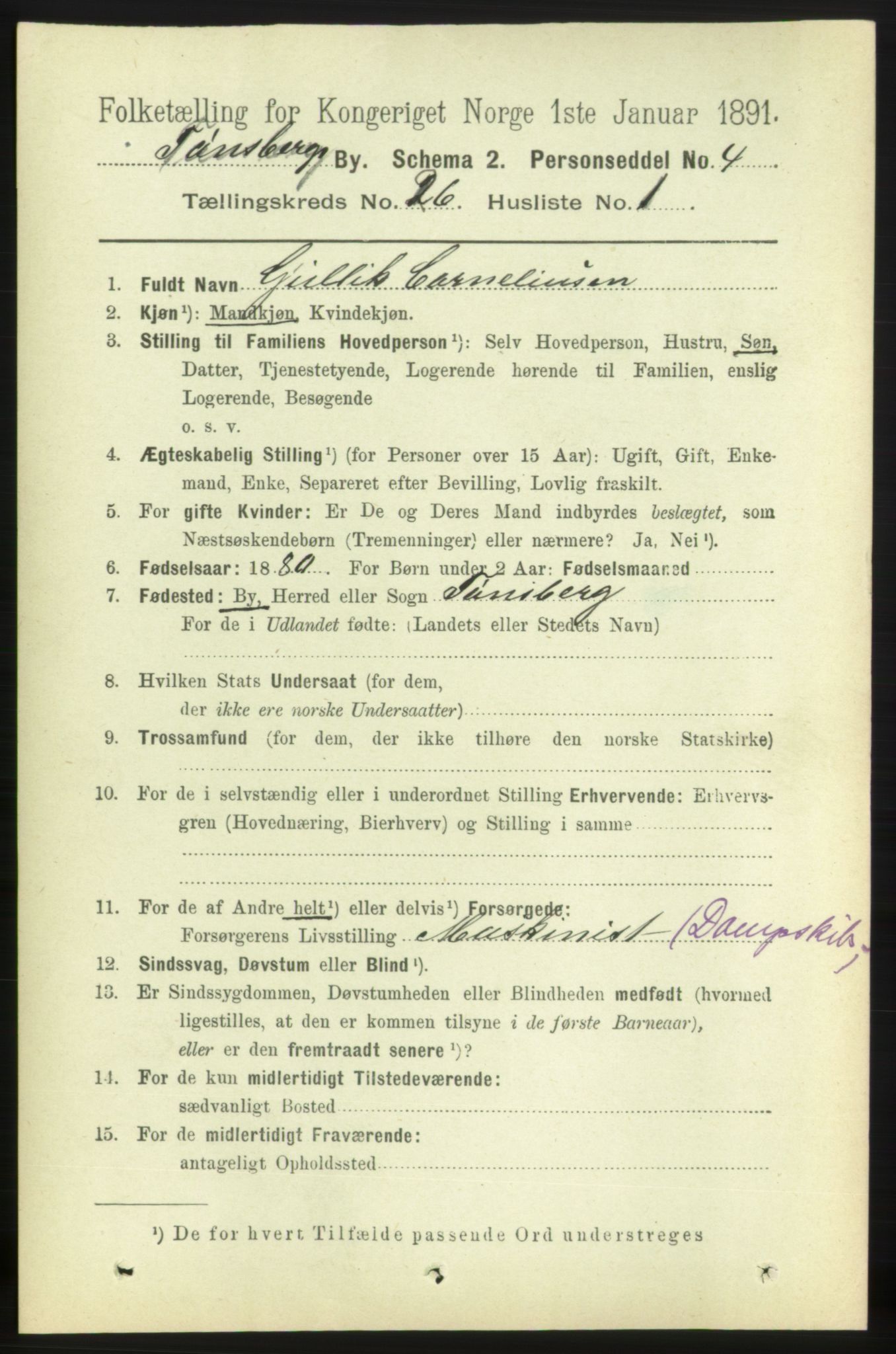 RA, 1891 census for 0705 Tønsberg, 1891, p. 6649