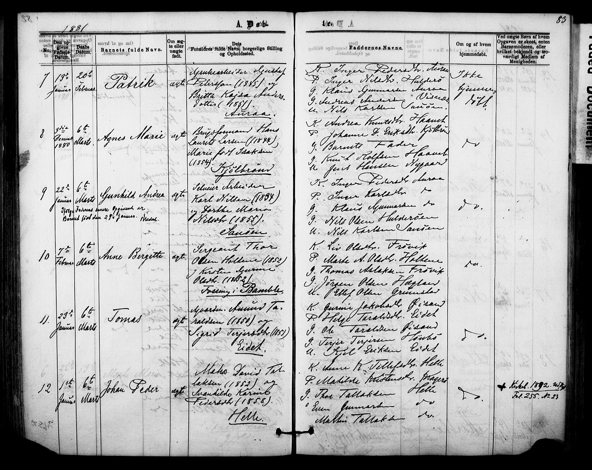Sannidal kirkebøker, AV/SAKO-A-296/F/Fa/L0014: Parish register (official) no. 14, 1874-1883, p. 83