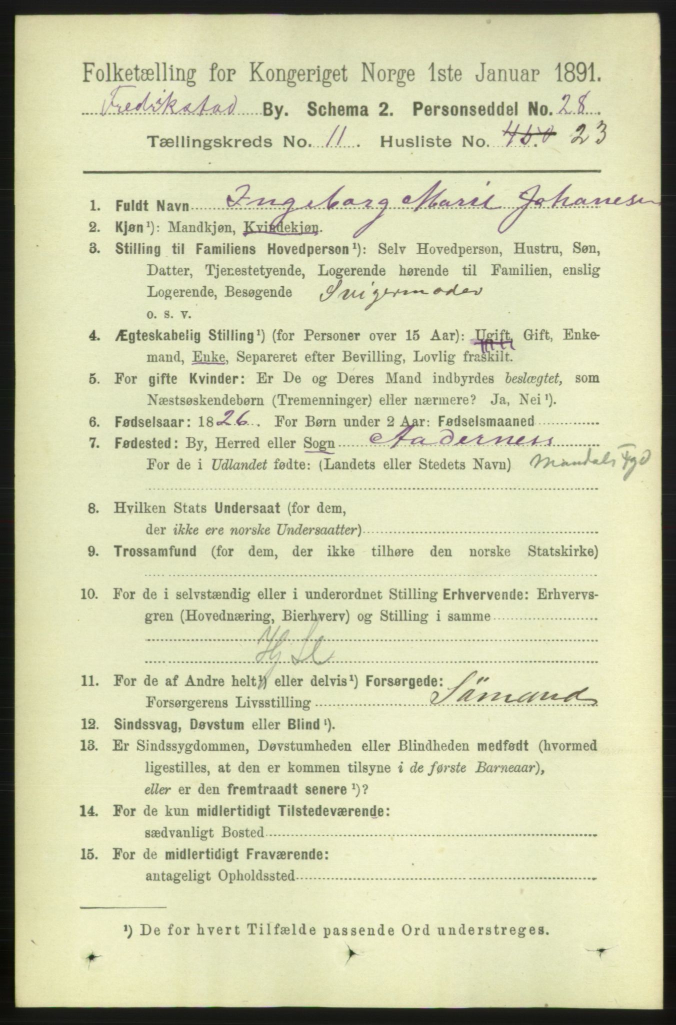 RA, 1891 census for 0103 Fredrikstad, 1891, p. 12814