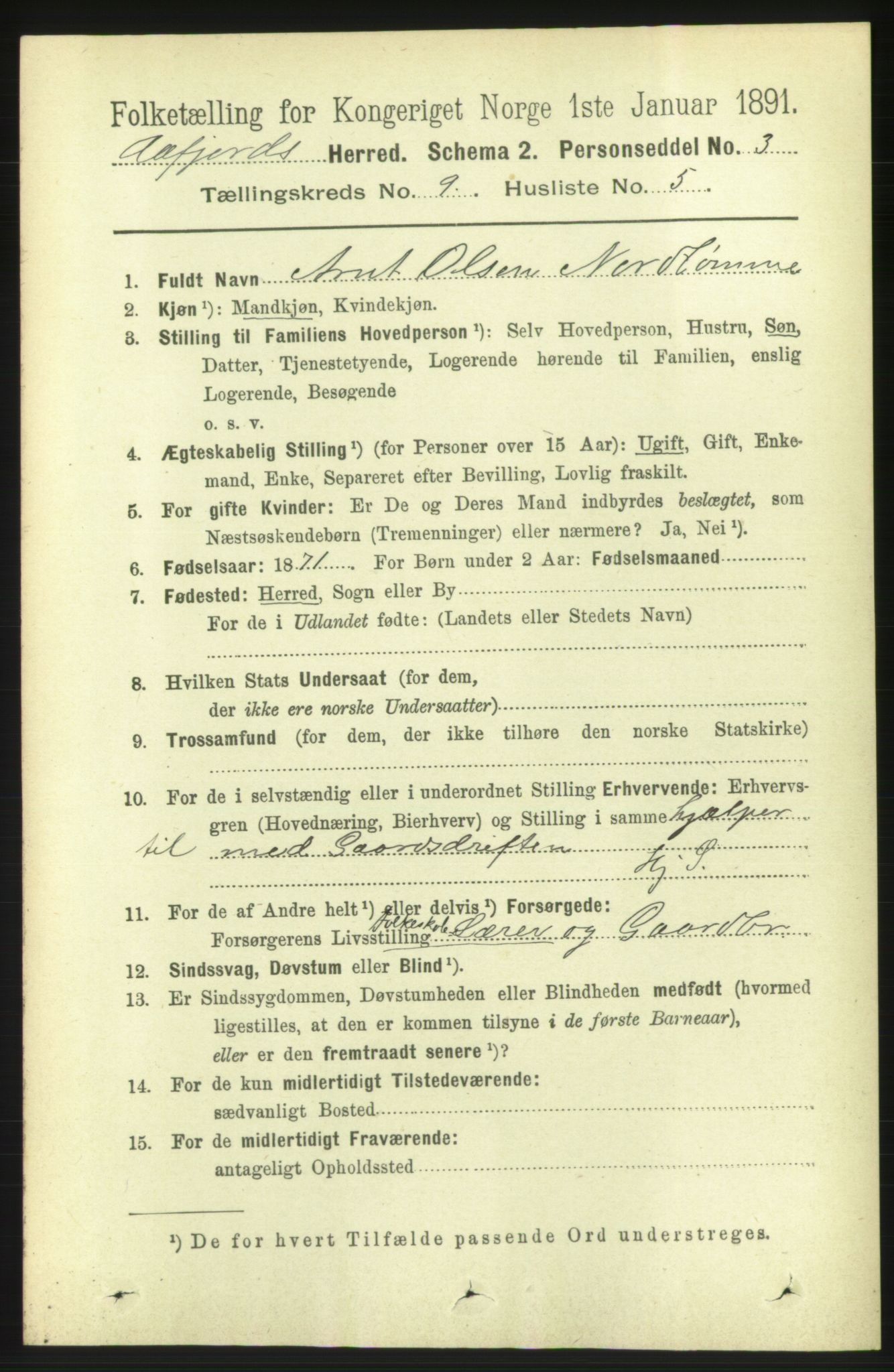 RA, 1891 census for 1630 Åfjord, 1891, p. 2469