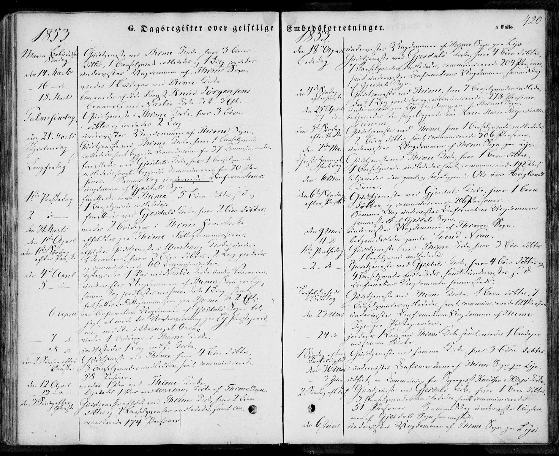 Lye sokneprestkontor, AV/SAST-A-101794/001/30BA/L0006: Parish register (official) no. A 5.2, 1842-1855, p. 420