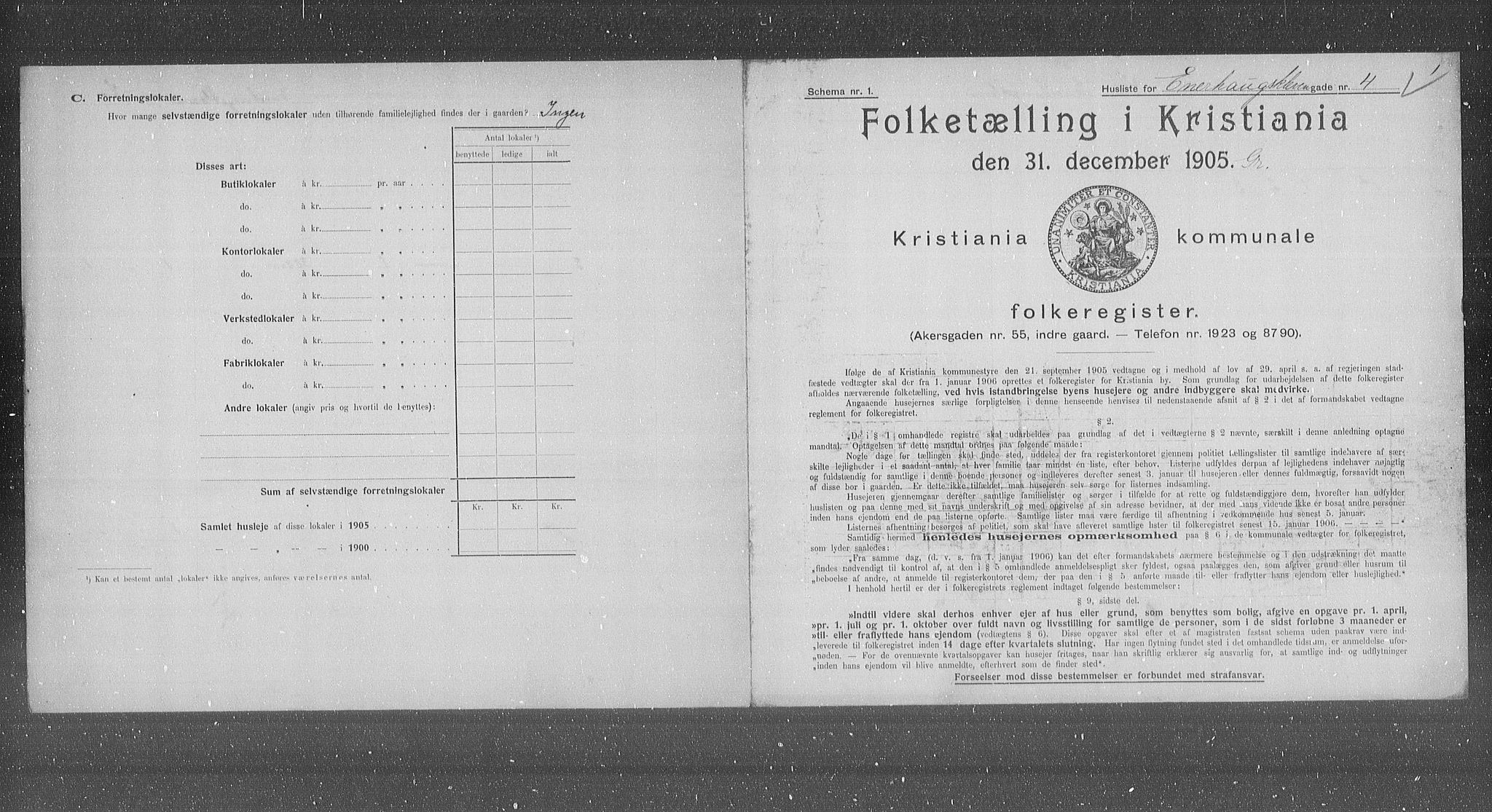 OBA, Municipal Census 1905 for Kristiania, 1905, p. 10970