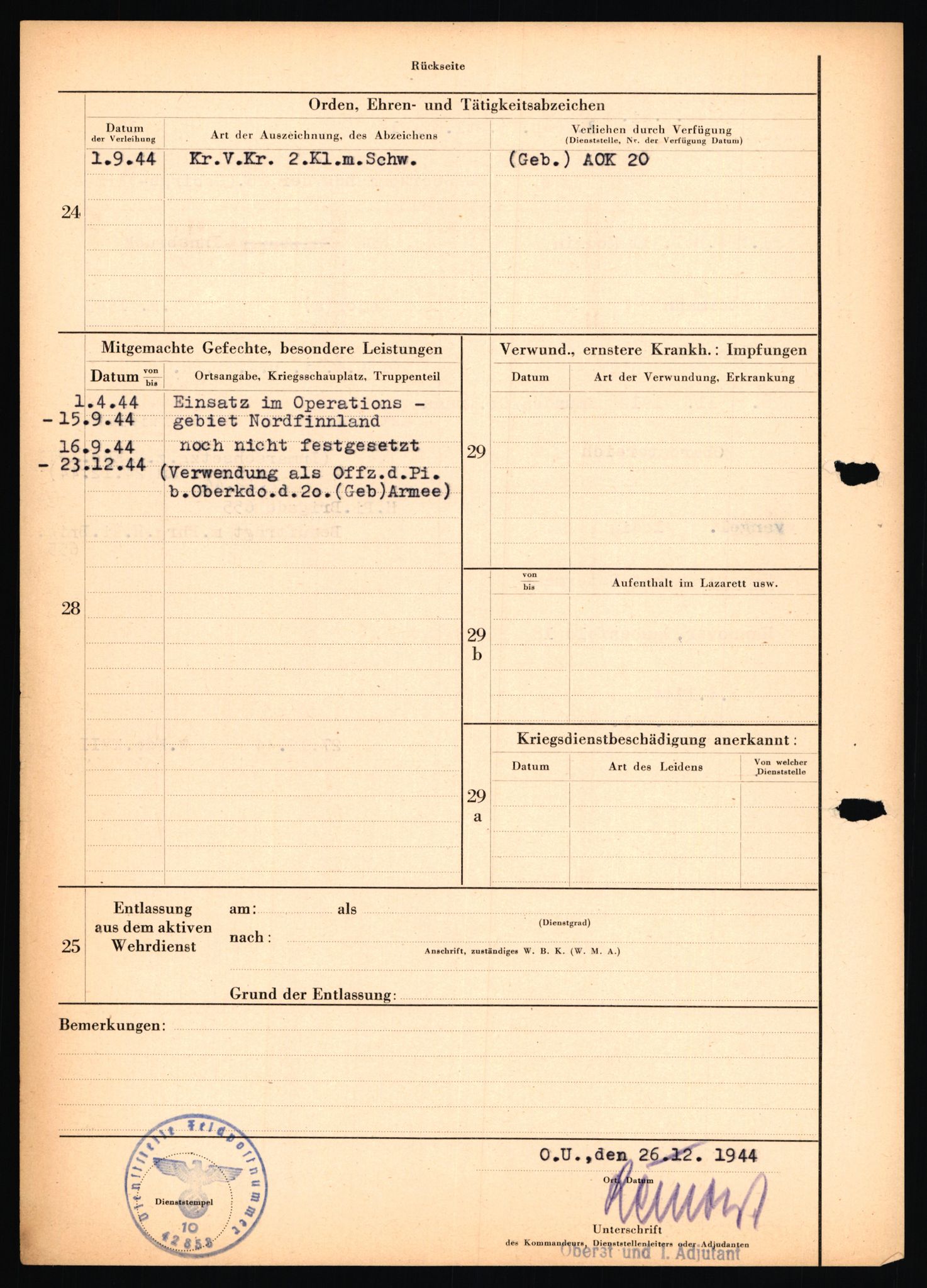 Forsvarets Overkommando. 2 kontor. Arkiv 11.4. Spredte tyske arkivsaker, AV/RA-RAFA-7031/D/Dar/Dara/L0018: Personalbøker, 1940-1945, p. 1208