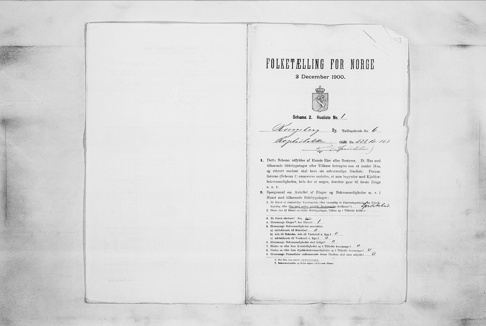 RA, 1900 census for Kongsberg, 1900, p. 1038