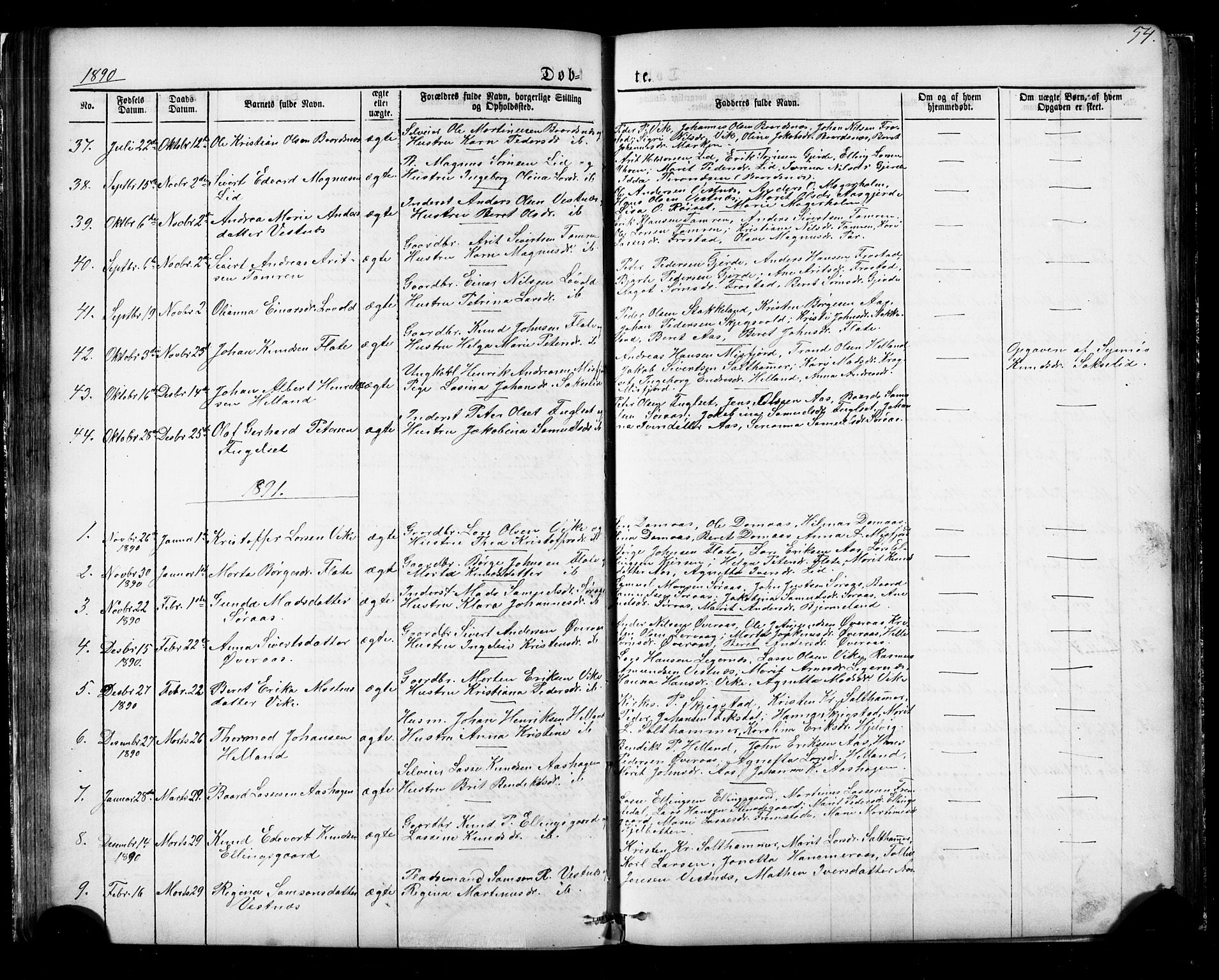 Ministerialprotokoller, klokkerbøker og fødselsregistre - Møre og Romsdal, AV/SAT-A-1454/539/L0536: Parish register (copy) no. 539C02, 1867-1913, p. 54