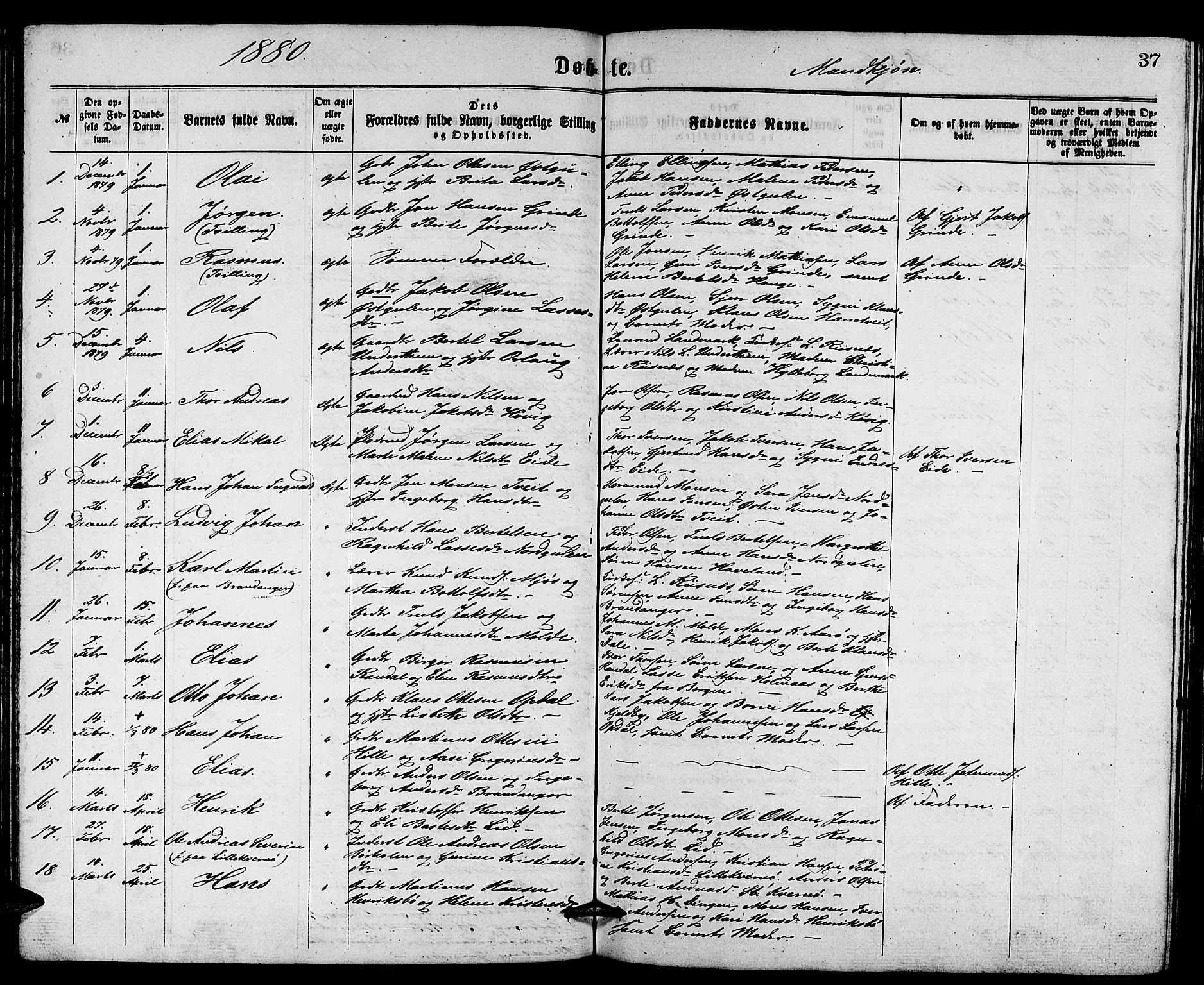 Gulen sokneprestembete, SAB/A-80201/H/Hab/Habb/L0002: Parish register (copy) no. B 2, 1867-1883, p. 37