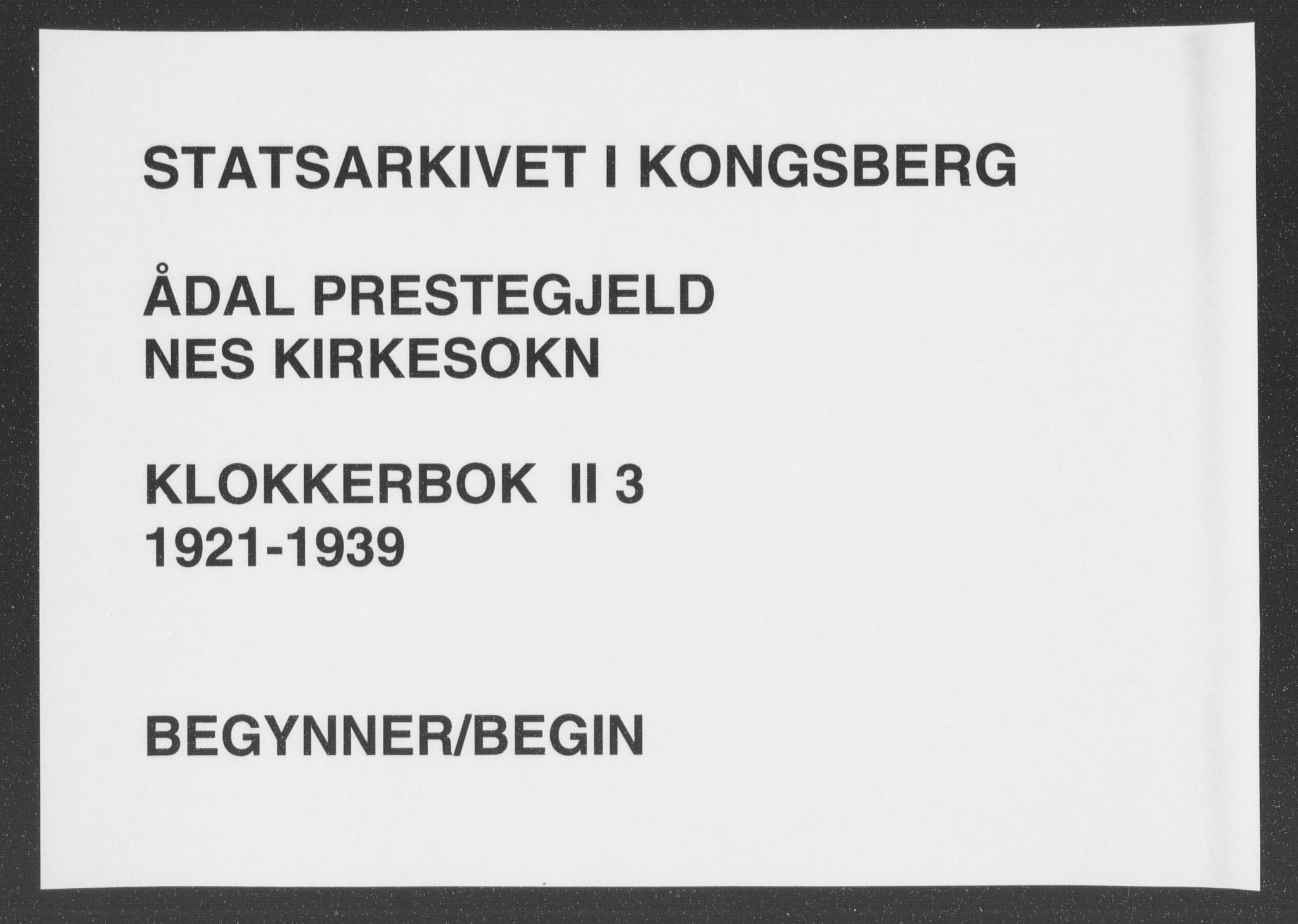 Ådal kirkebøker, AV/SAKO-A-248/G/Gb/L0003: Parish register (copy) no. II 3, 1921-1939