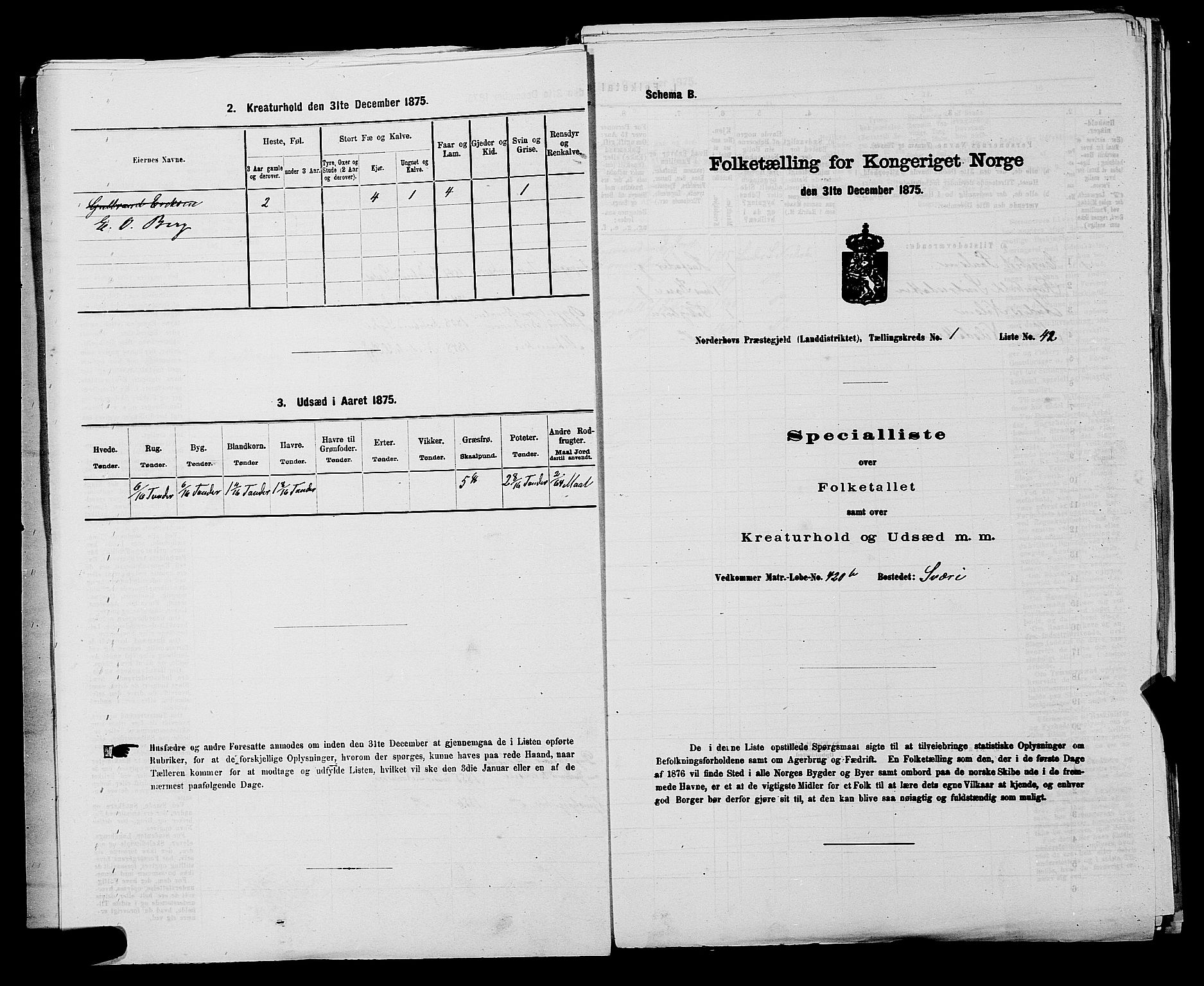 SAKO, 1875 census for 0613L Norderhov/Norderhov, Haug og Lunder, 1875, p. 2257