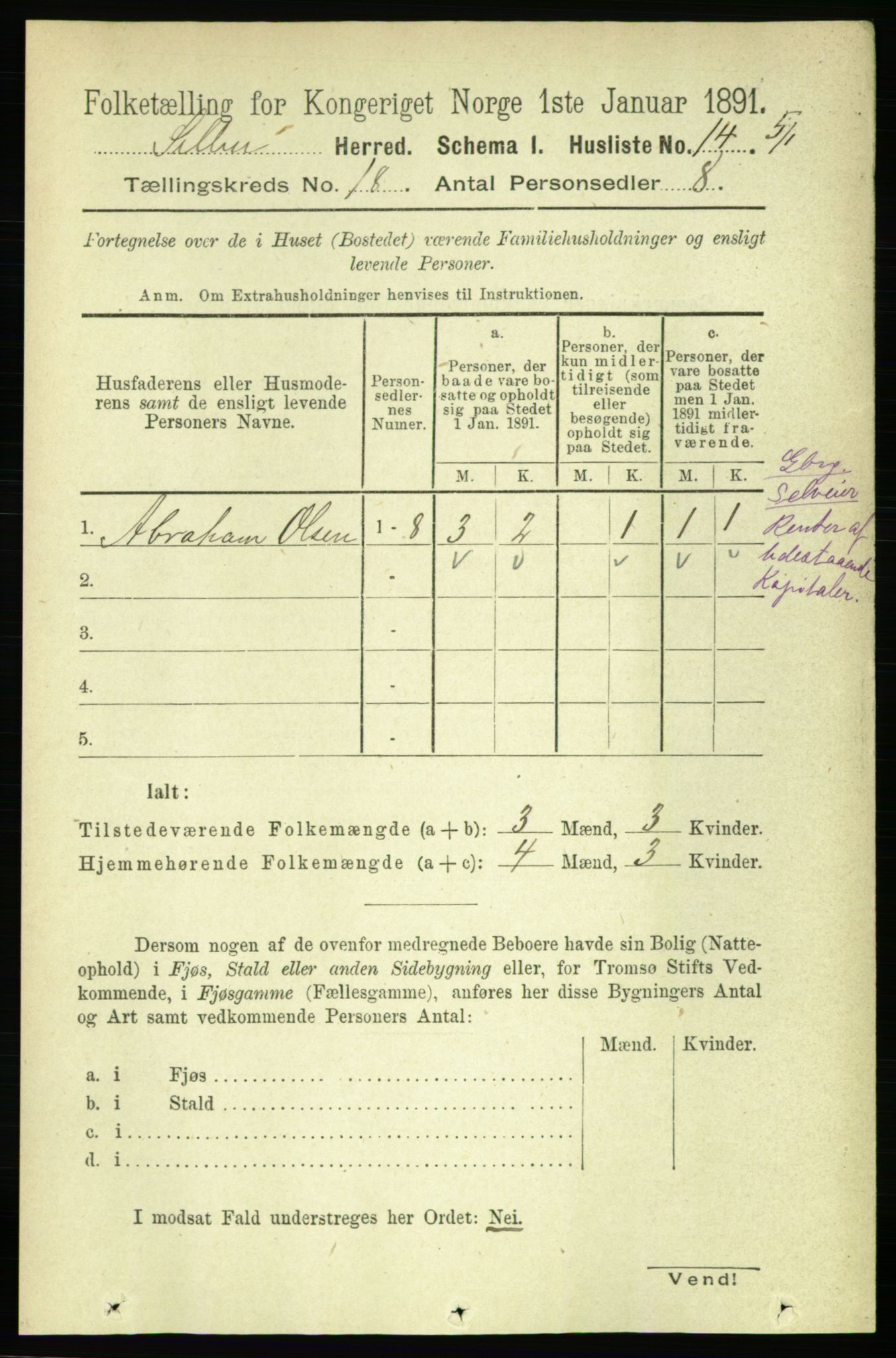 RA, 1891 census for 1664 Selbu, 1891, p. 6447