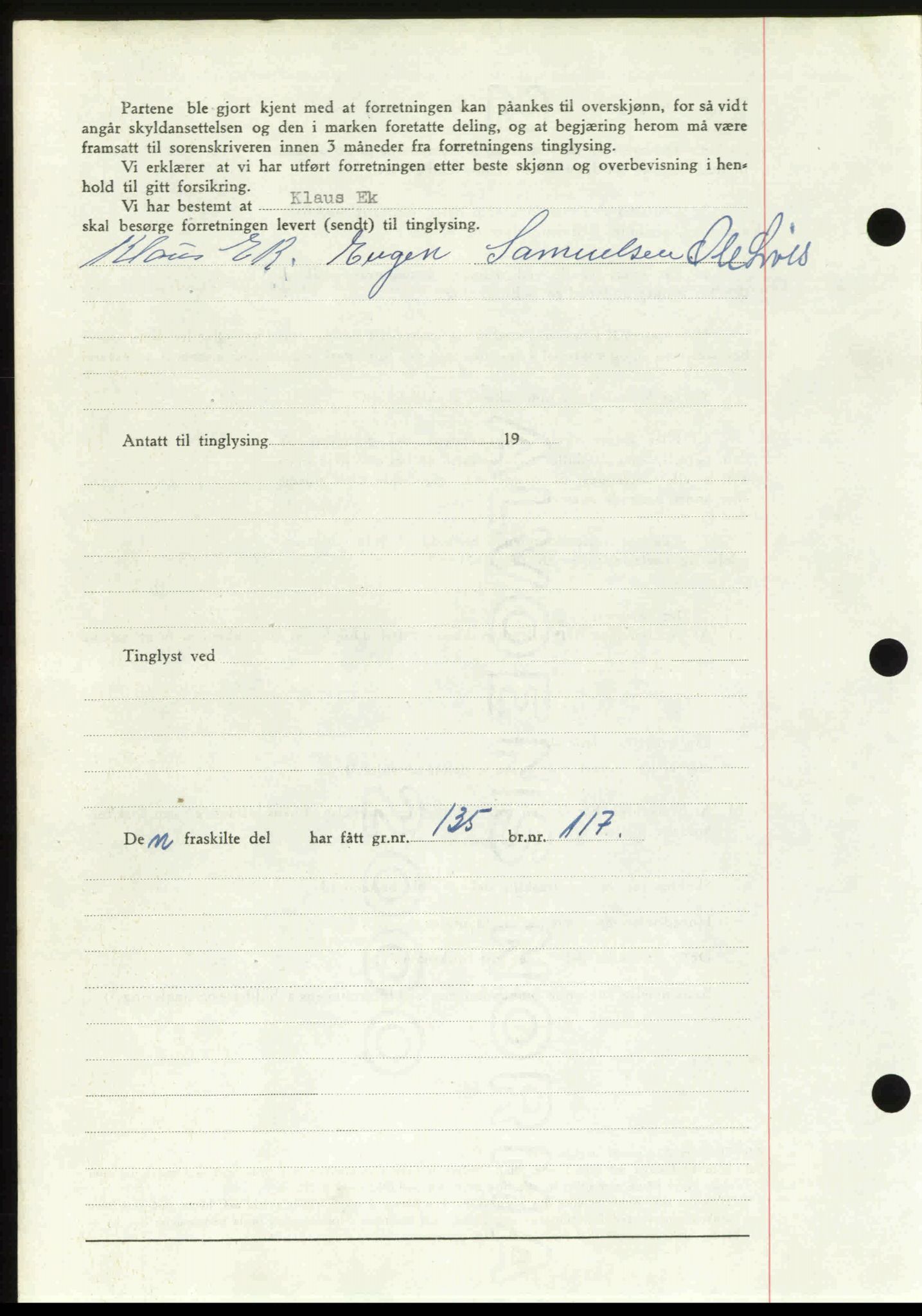 Follo sorenskriveri, SAO/A-10274/G/Ga/Gaa/L0085: Mortgage book no. I 85, 1948-1948, Diary no: : 3007/1948