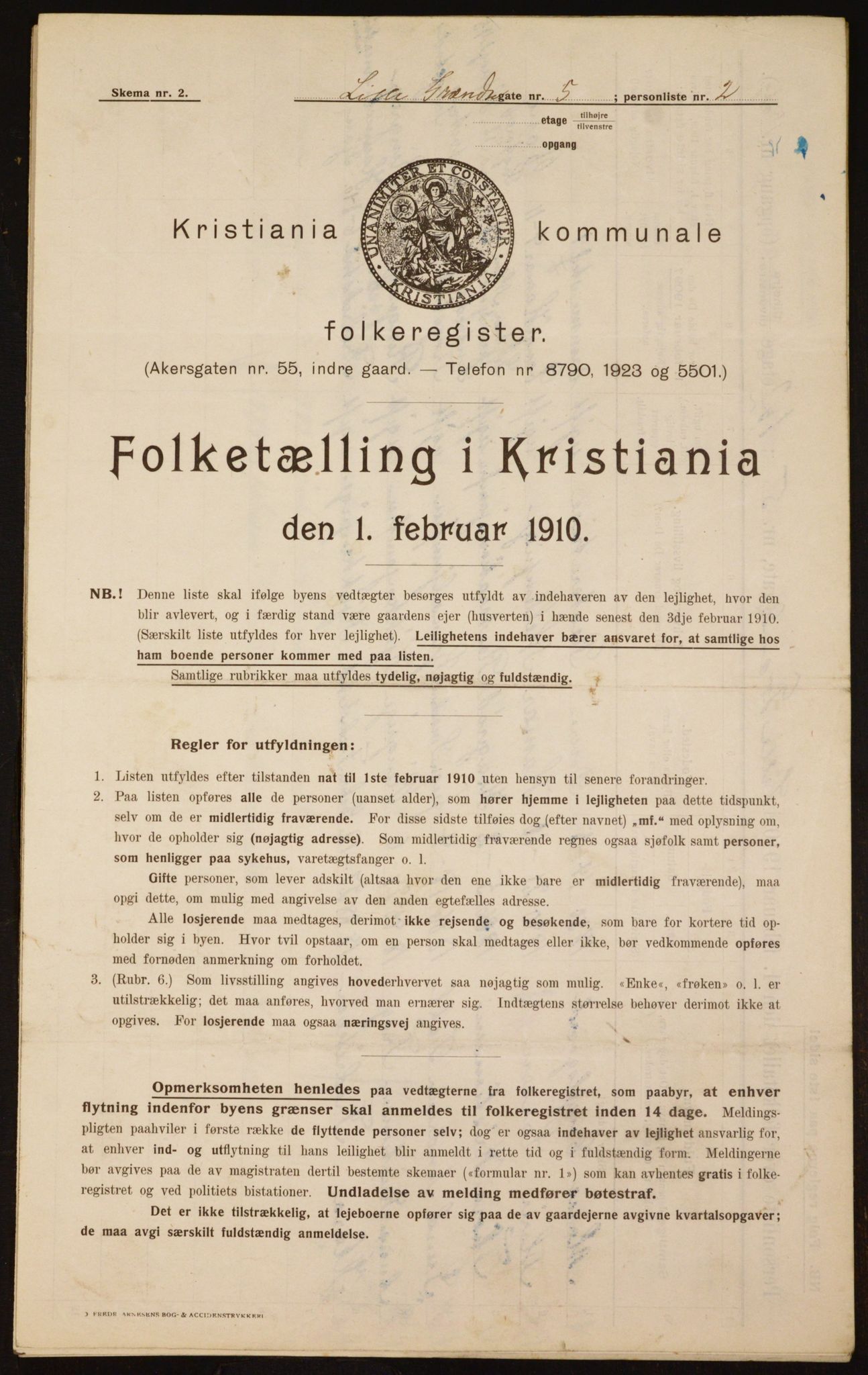 OBA, Municipal Census 1910 for Kristiania, 1910, p. 55566