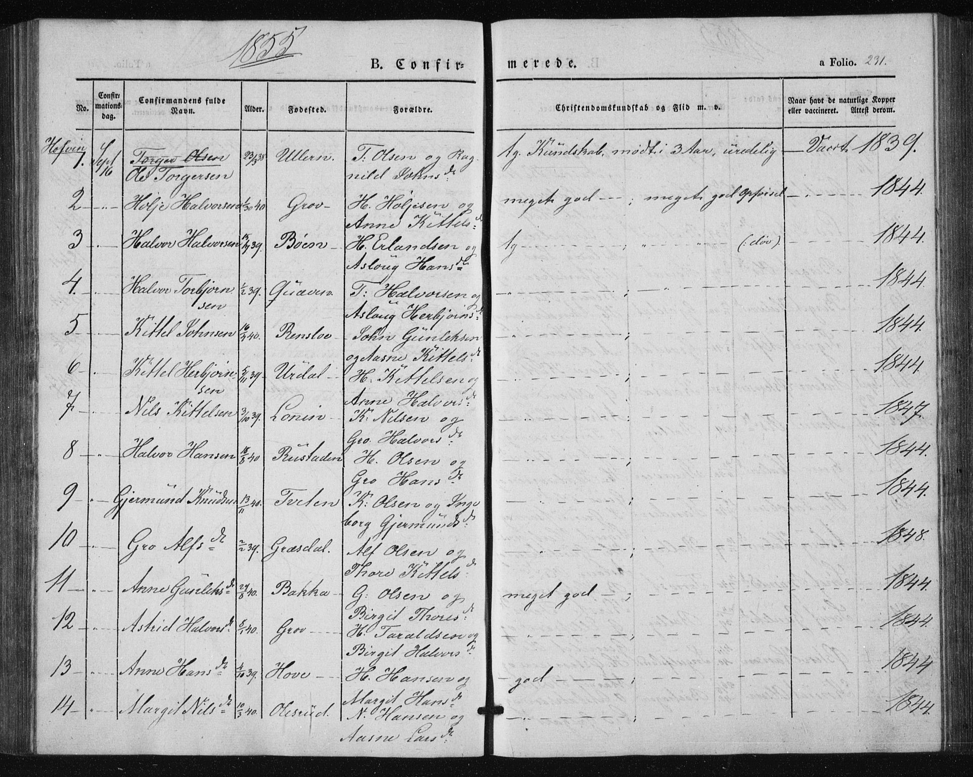 Tinn kirkebøker, AV/SAKO-A-308/F/Fa/L0005: Parish register (official) no. I 5, 1844-1856, p. 231
