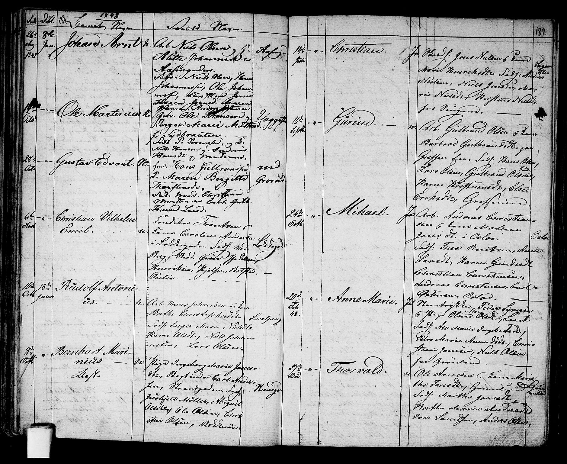 Aker prestekontor kirkebøker, SAO/A-10861/G/L0007: Parish register (copy) no. 7, 1838-1846, p. 188-189