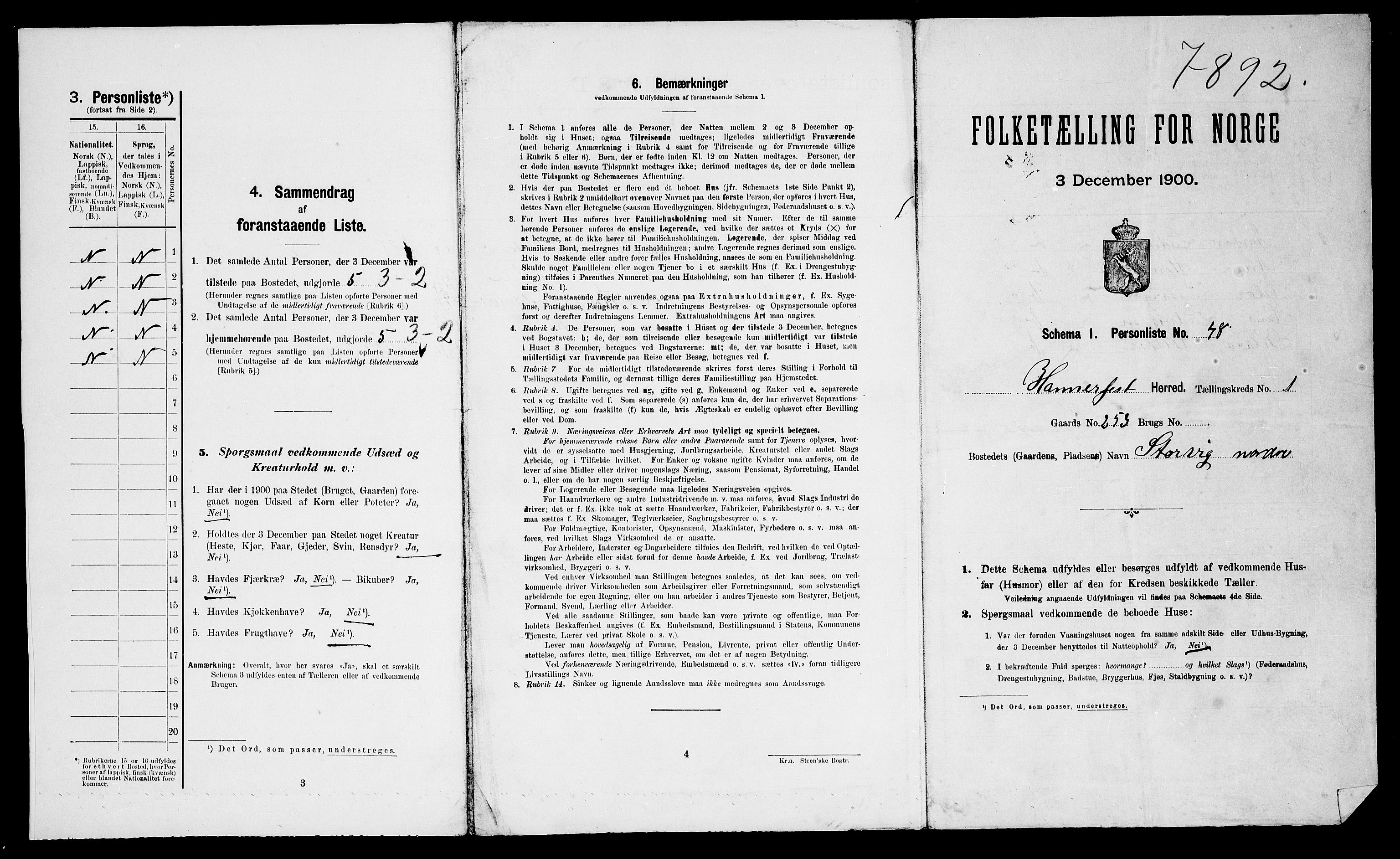 SATØ, 1900 census for Hammerfest, 1900, p. 119