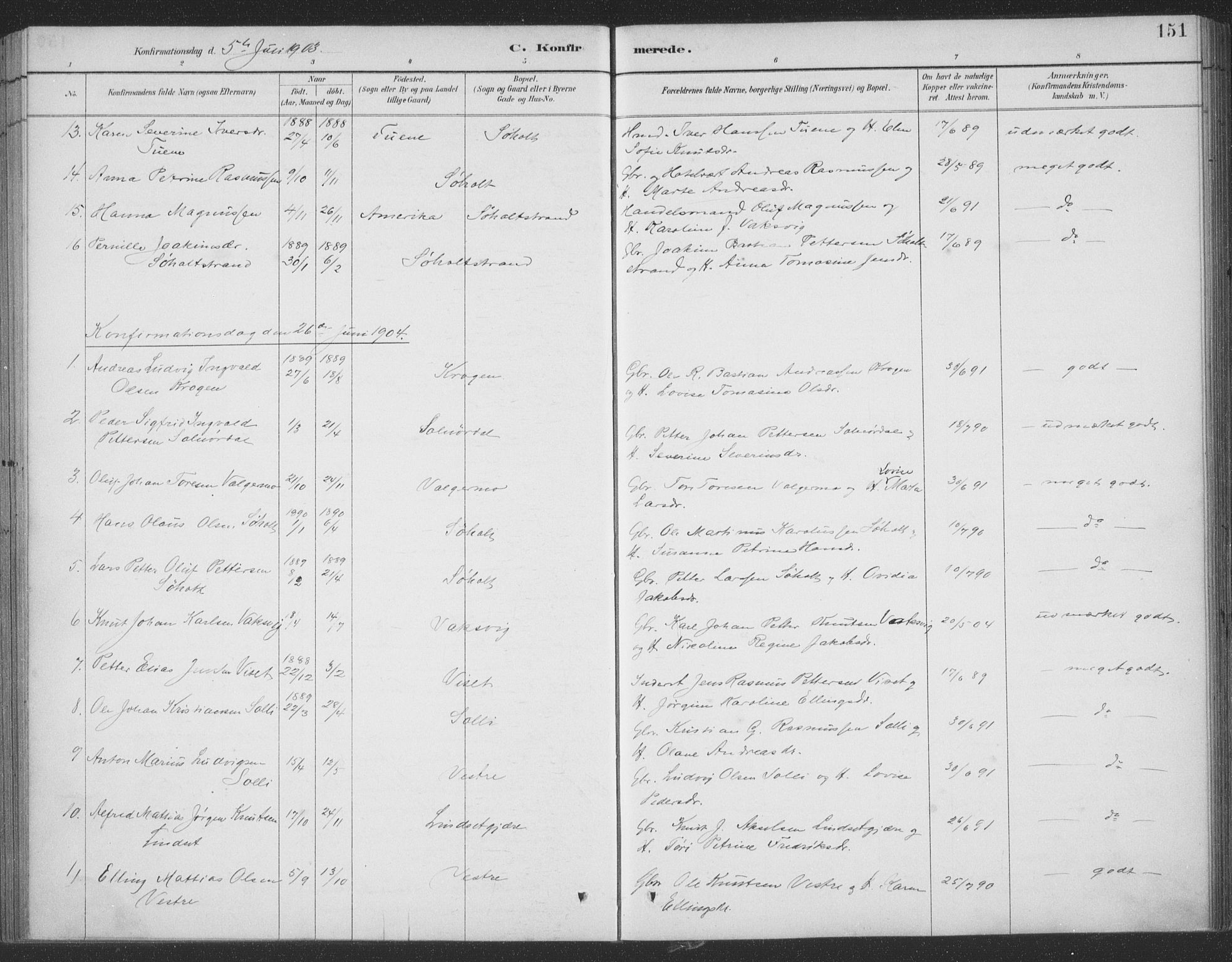 Ministerialprotokoller, klokkerbøker og fødselsregistre - Møre og Romsdal, SAT/A-1454/522/L0316: Parish register (official) no. 522A11, 1890-1911, p. 151
